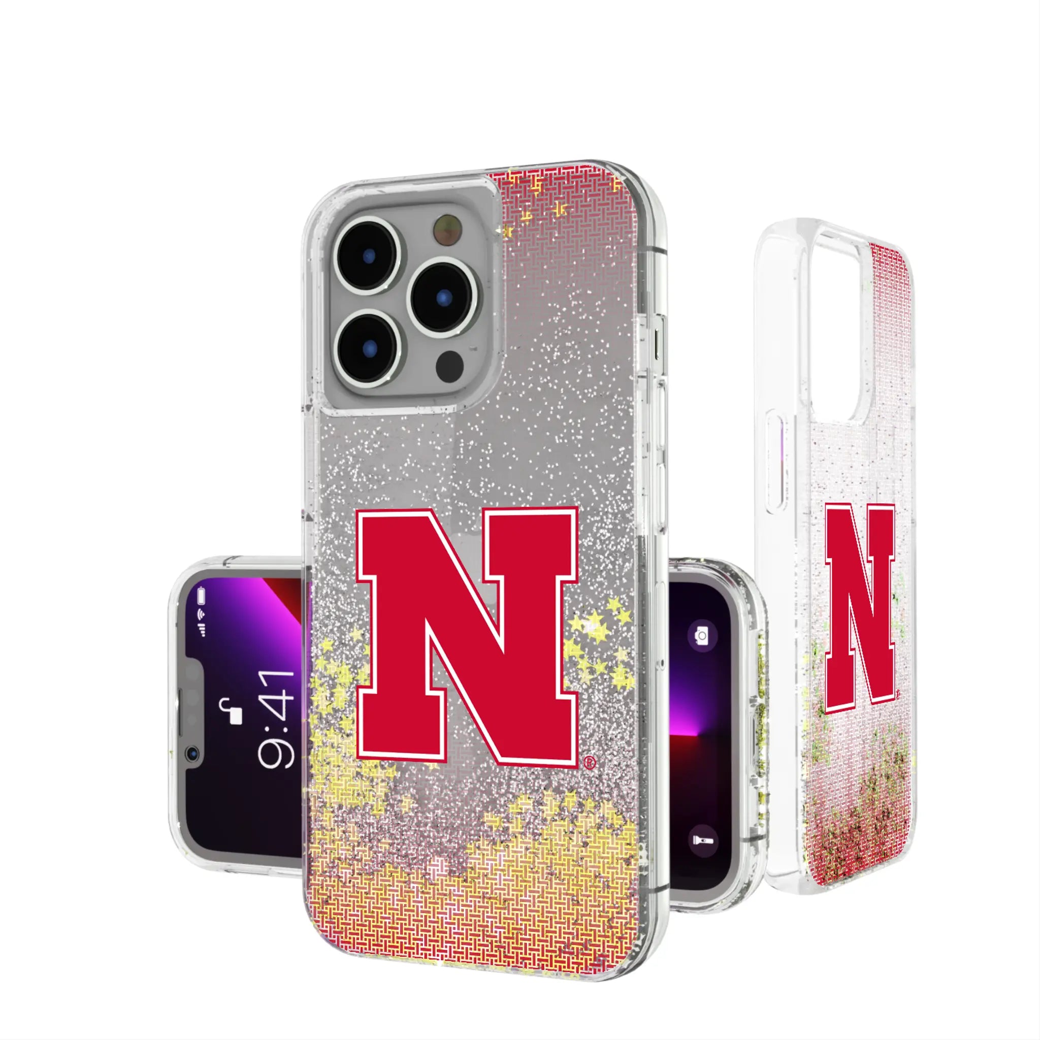 University of Nebraska Huskers Block N Linen Glitter Phone Case