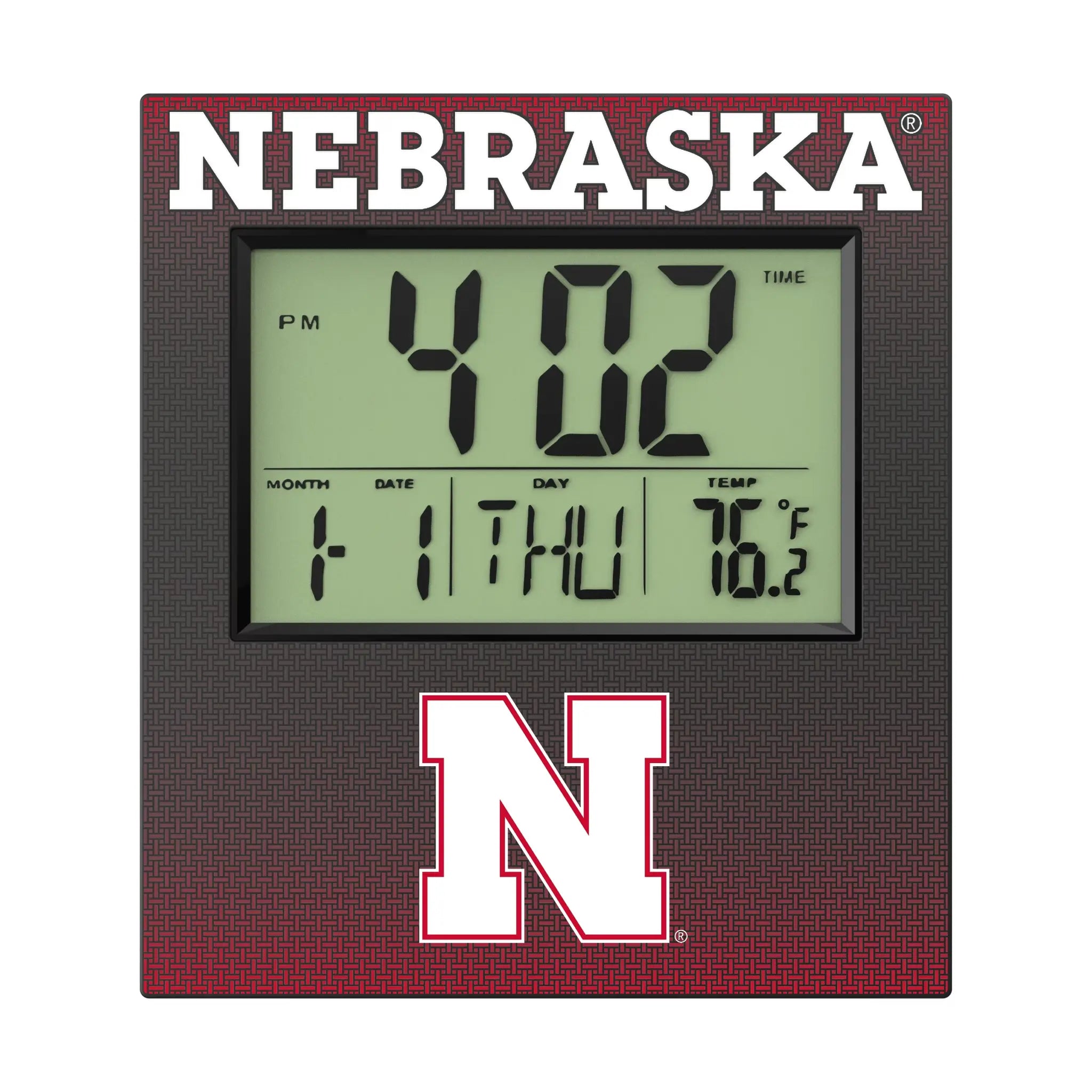 University of Nebraska Huskers Block N Linen Wall Clock
