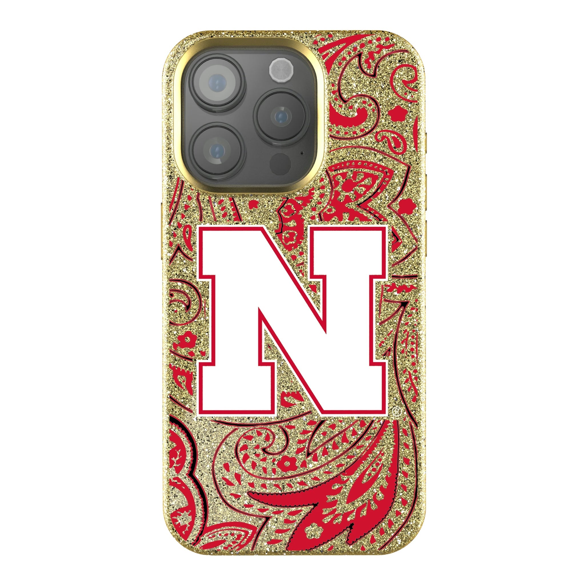 University of Nebraska Huskers Block N Paisley Bling Phone Case
