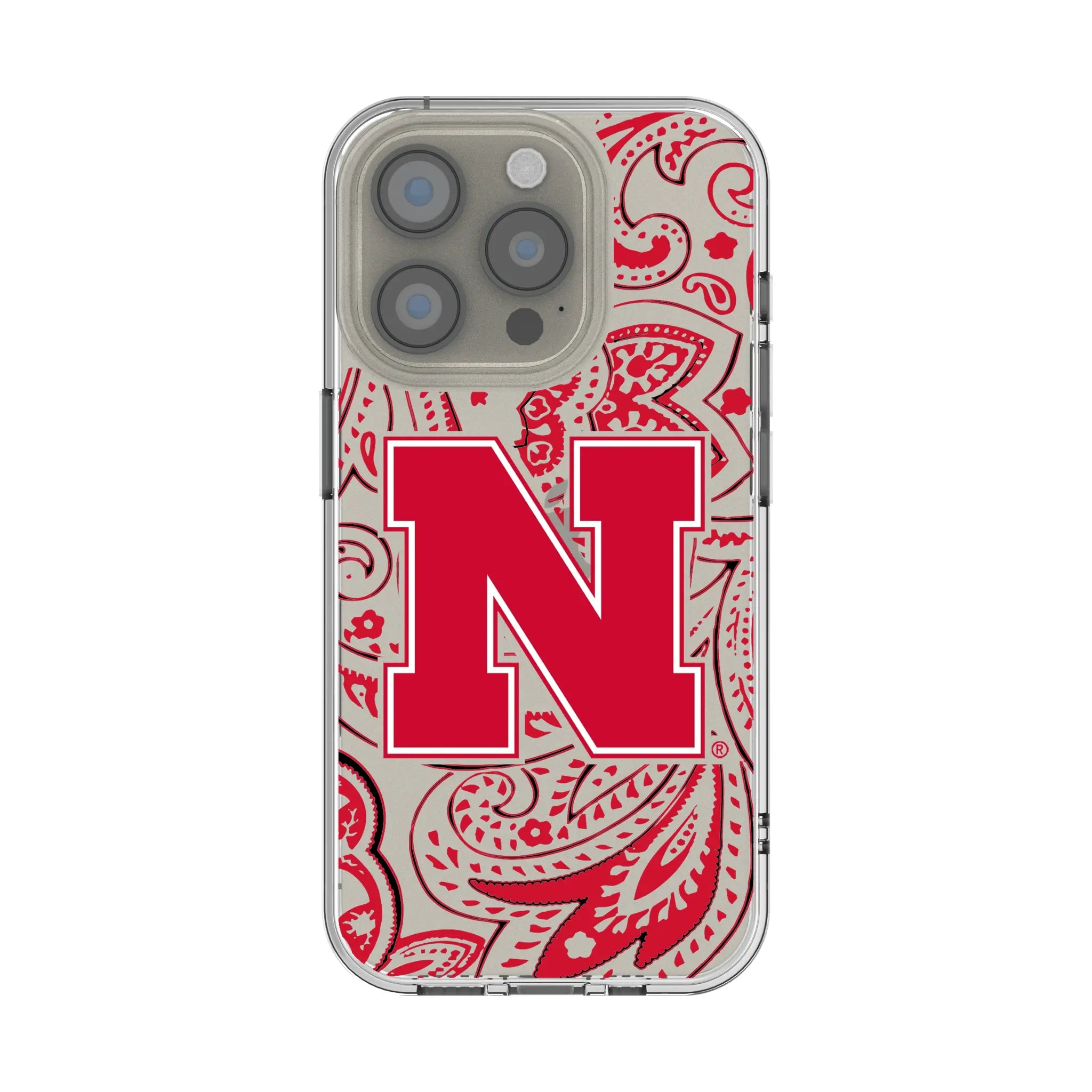 University of Nebraska Huskers Block N Paisley Clear Phone Case for Apple iPhone