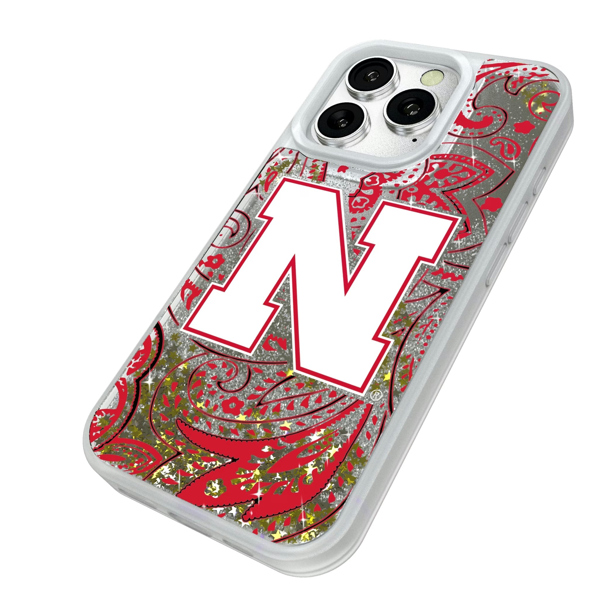 University of Nebraska Huskers Block N Paisley Glitter Phone Case - Sports Gifts, Sports Memorabilia, Sports Collectibles, Fan Shop