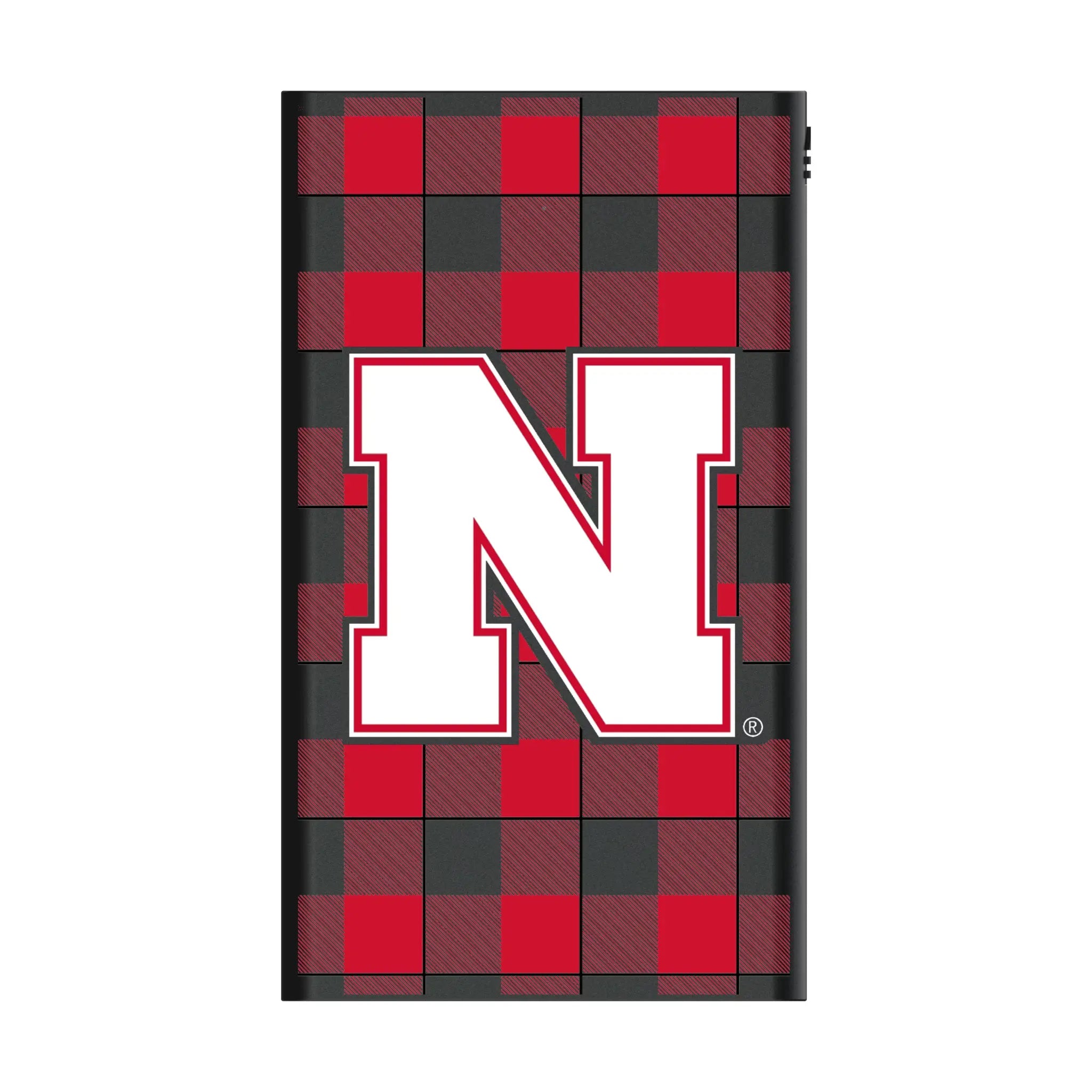University of Nebraska Huskers Block N Plaid 5000mAh Flat Powerbank