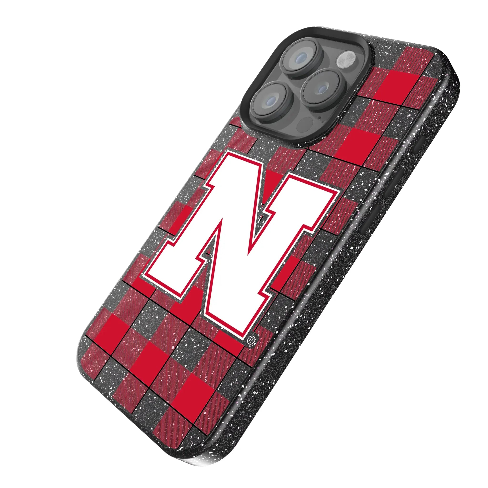 University of Nebraska Huskers Block N Plaid Bling Phone Case