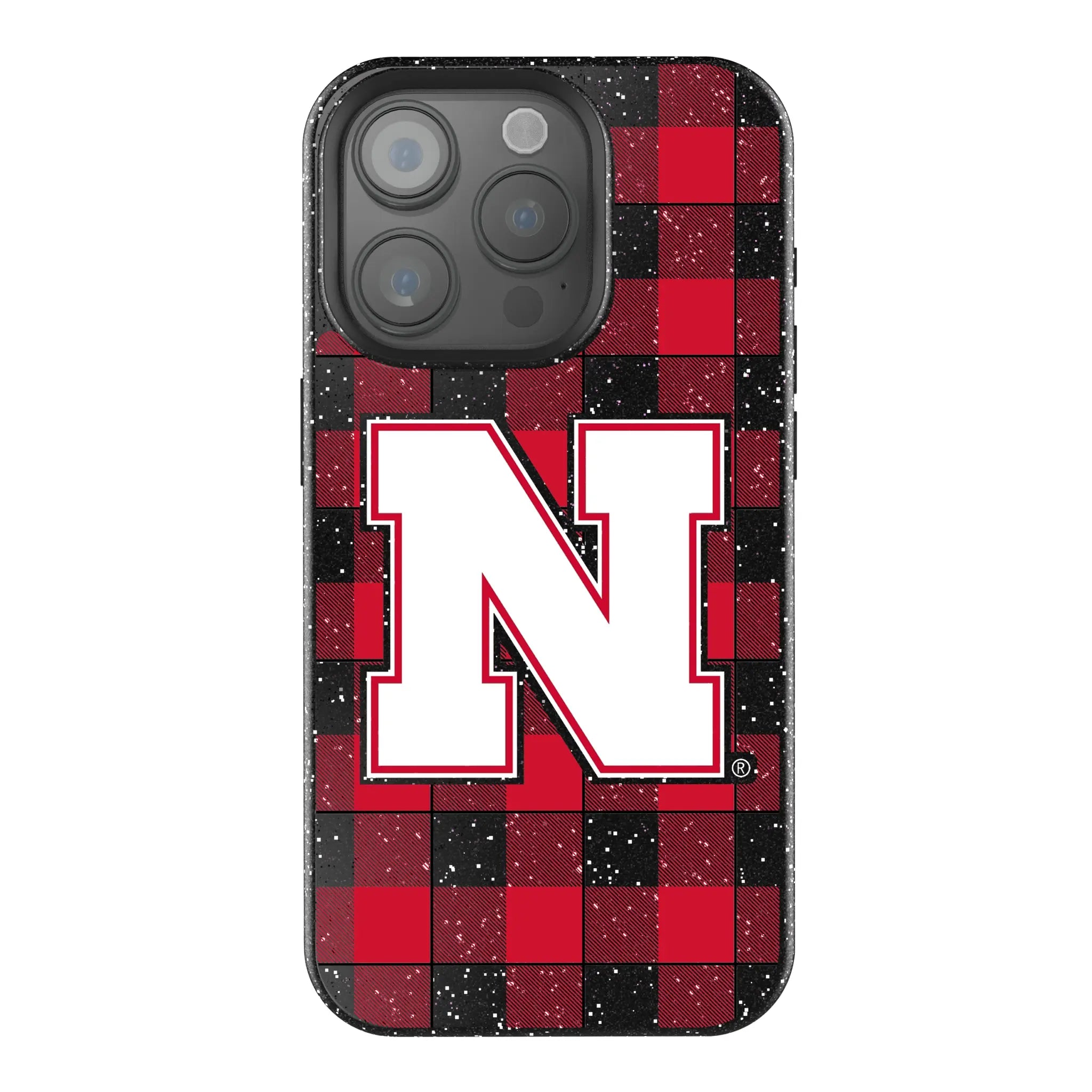University of Nebraska Huskers Block N Plaid Bling Phone Case