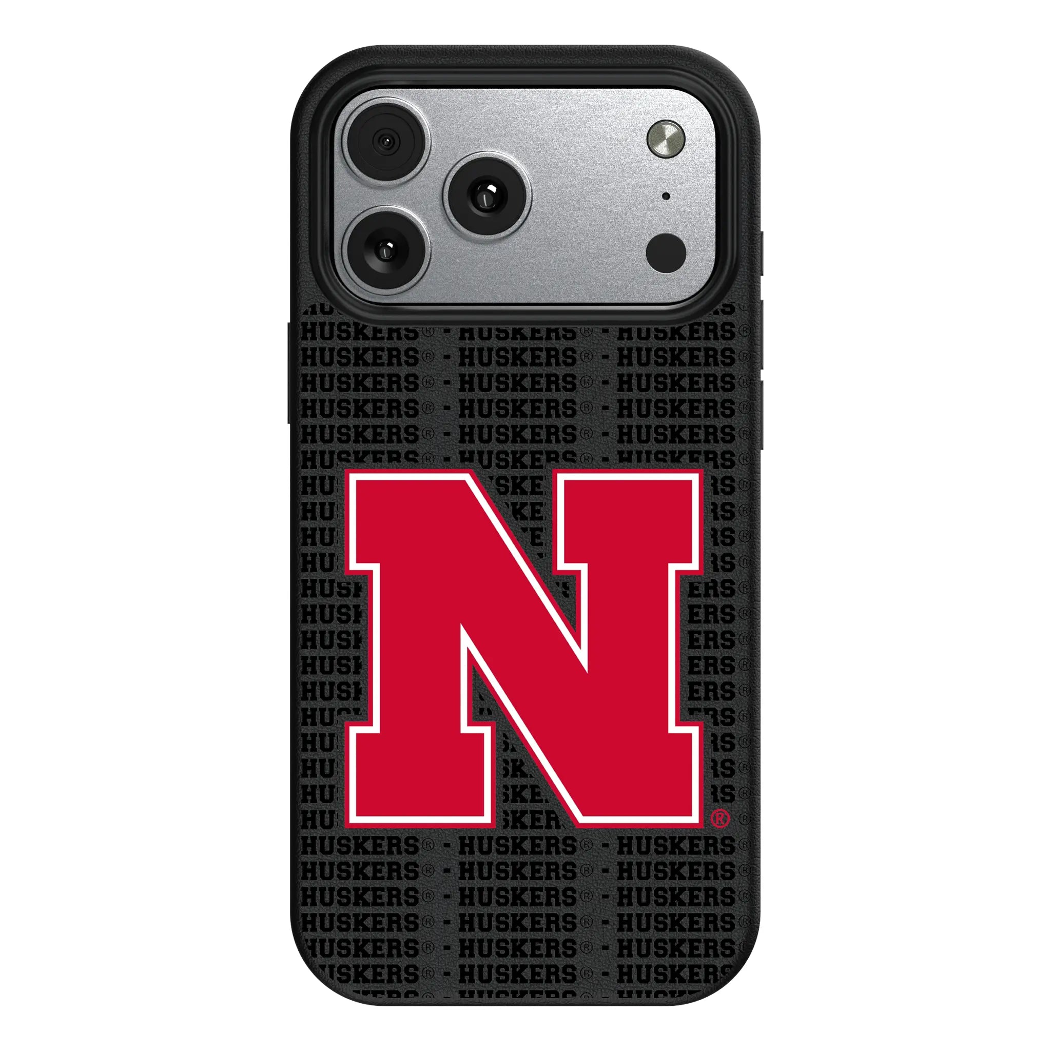 University of Nebraska Huskers Block N Text Backdrop MagSafe Compatible Phone Case for Apple iPhone