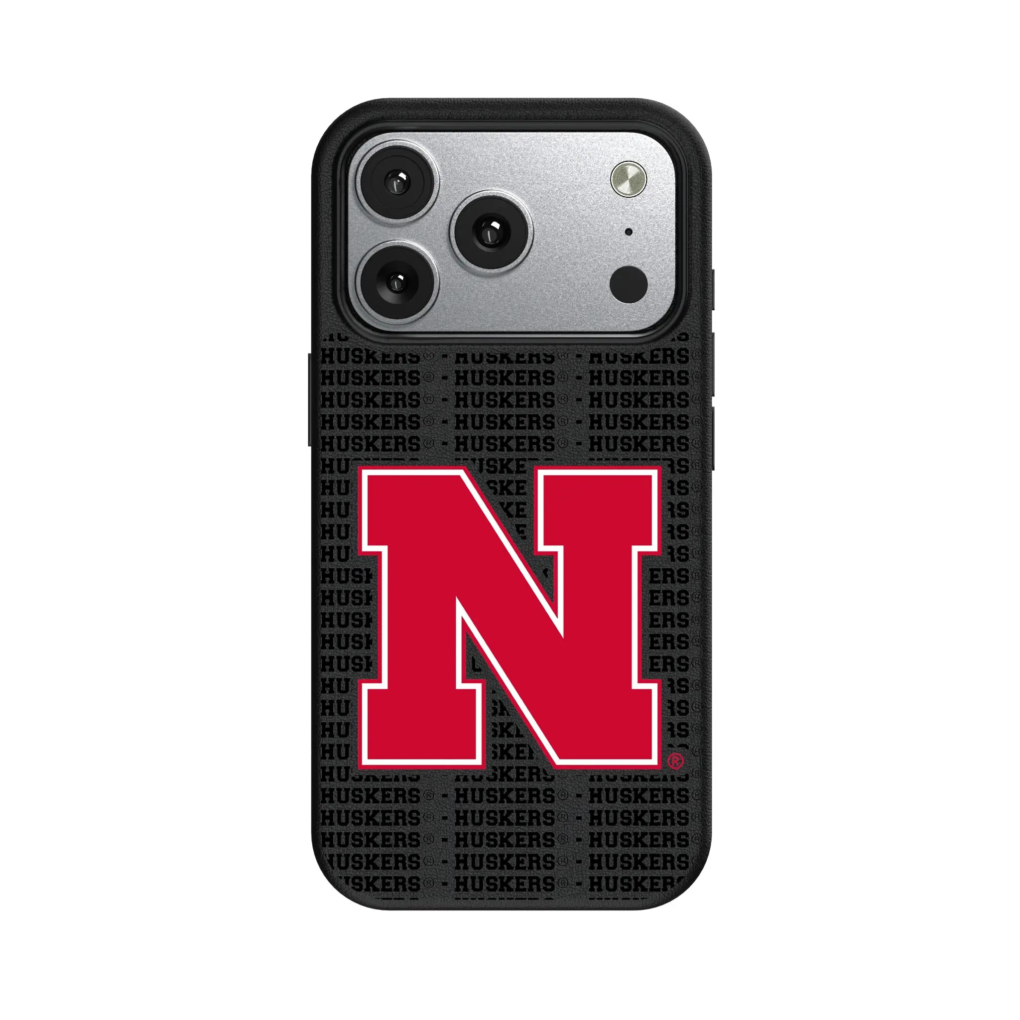 University of Nebraska Huskers Block N Text Backdrop MagSafe Compatible Phone Case for Apple iPhone