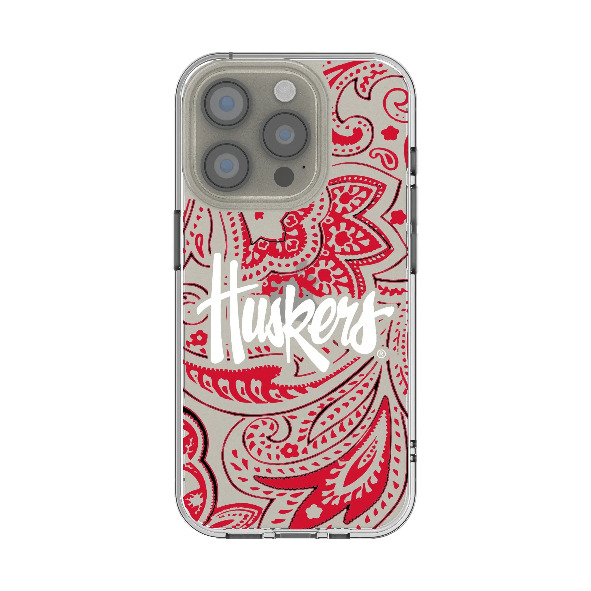 University of Nebraska Huskers Paisley Clear Phone Case for Apple iPhone