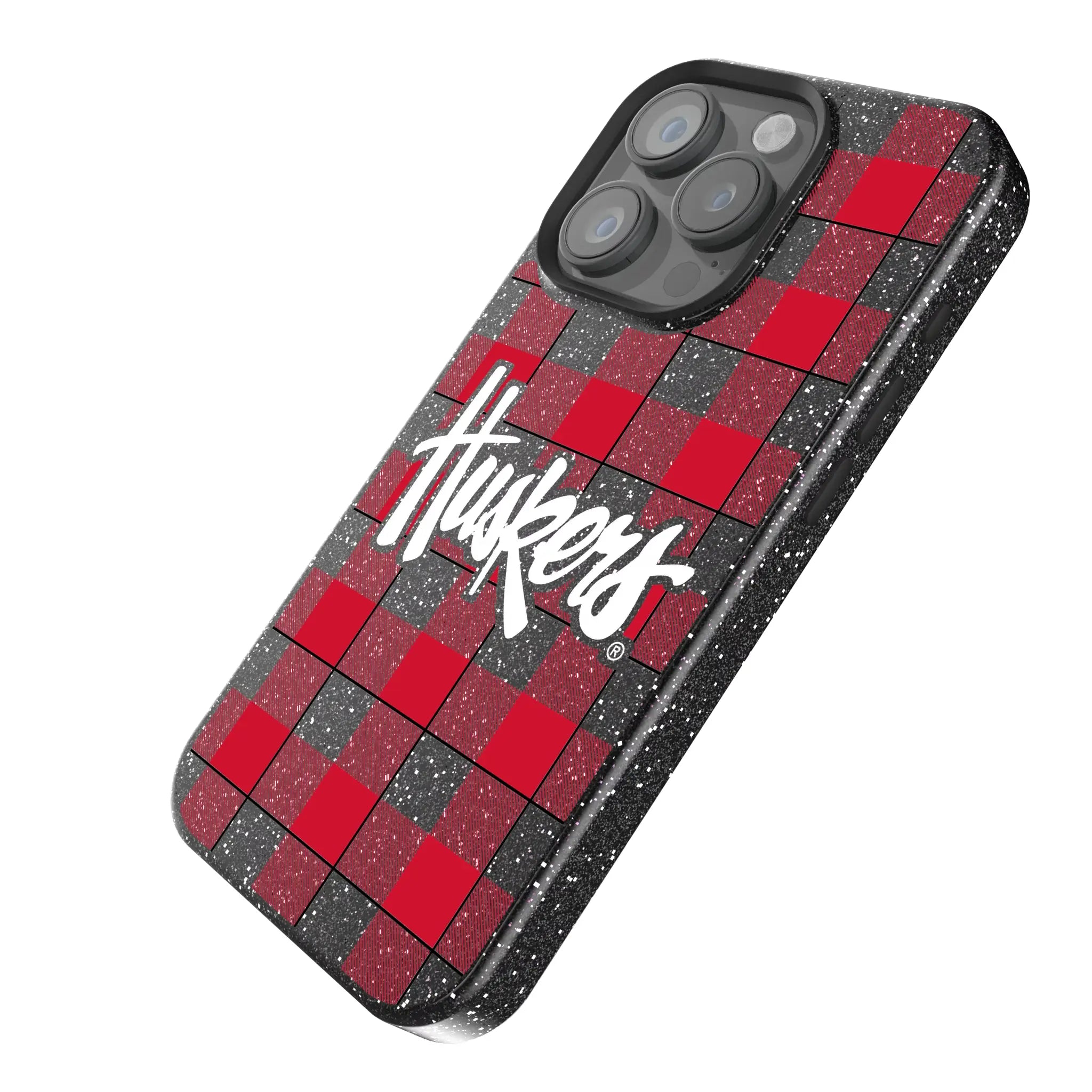 University of Nebraska Huskers Plaid Bling Phone Case