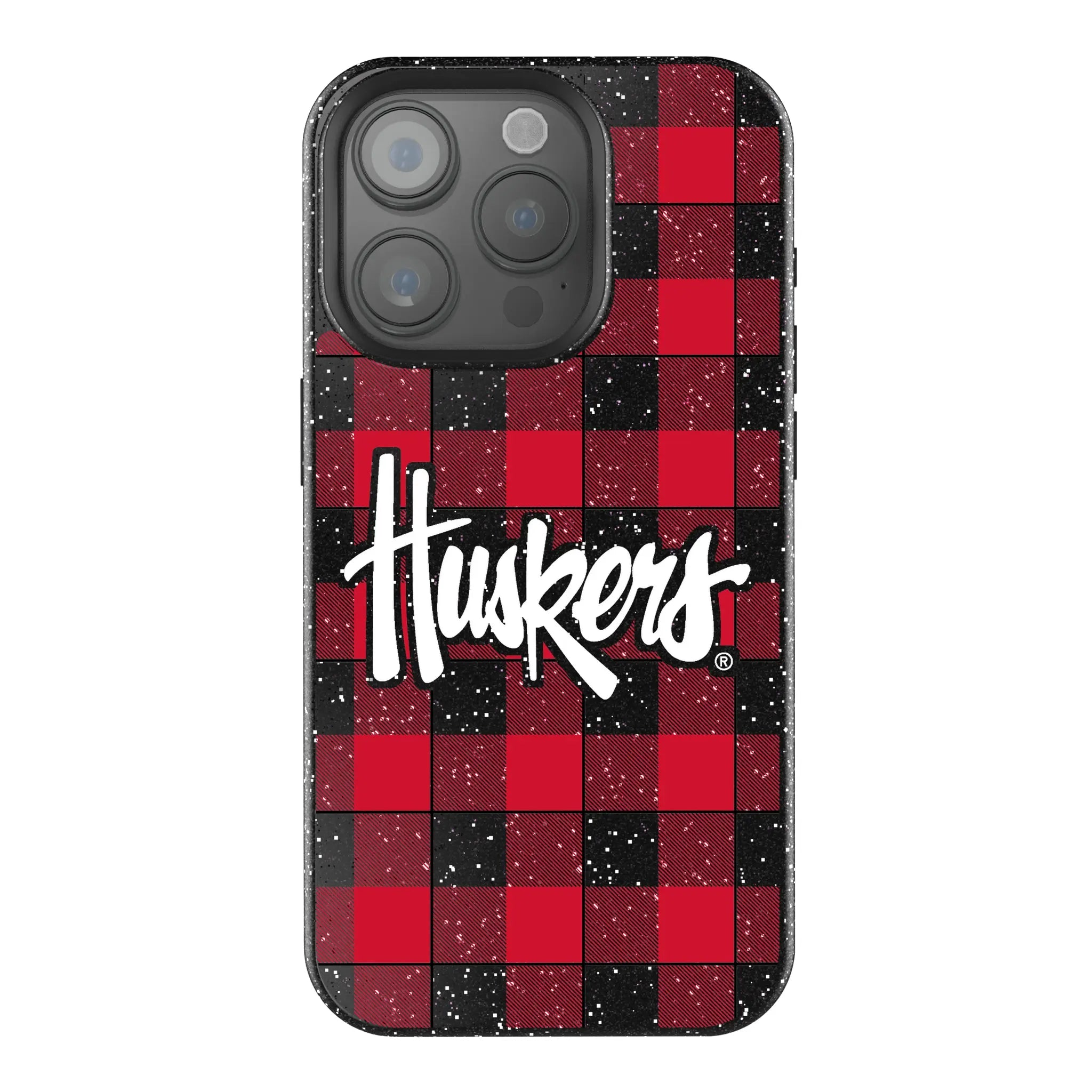 University of Nebraska Huskers Plaid Bling Phone Case