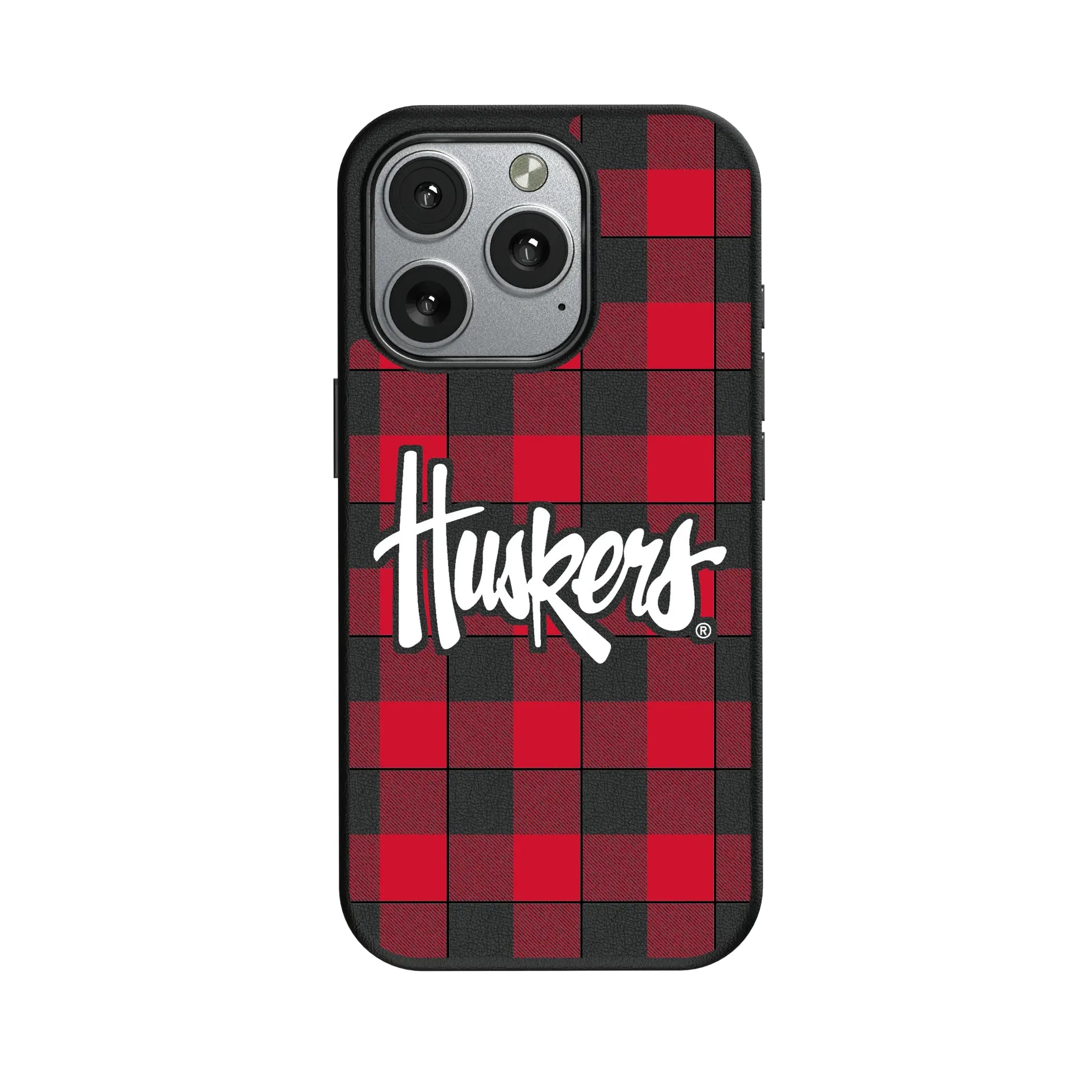 University of Nebraska Huskers Plaid MagSafe Compatible Phone Case for Apple iPhone