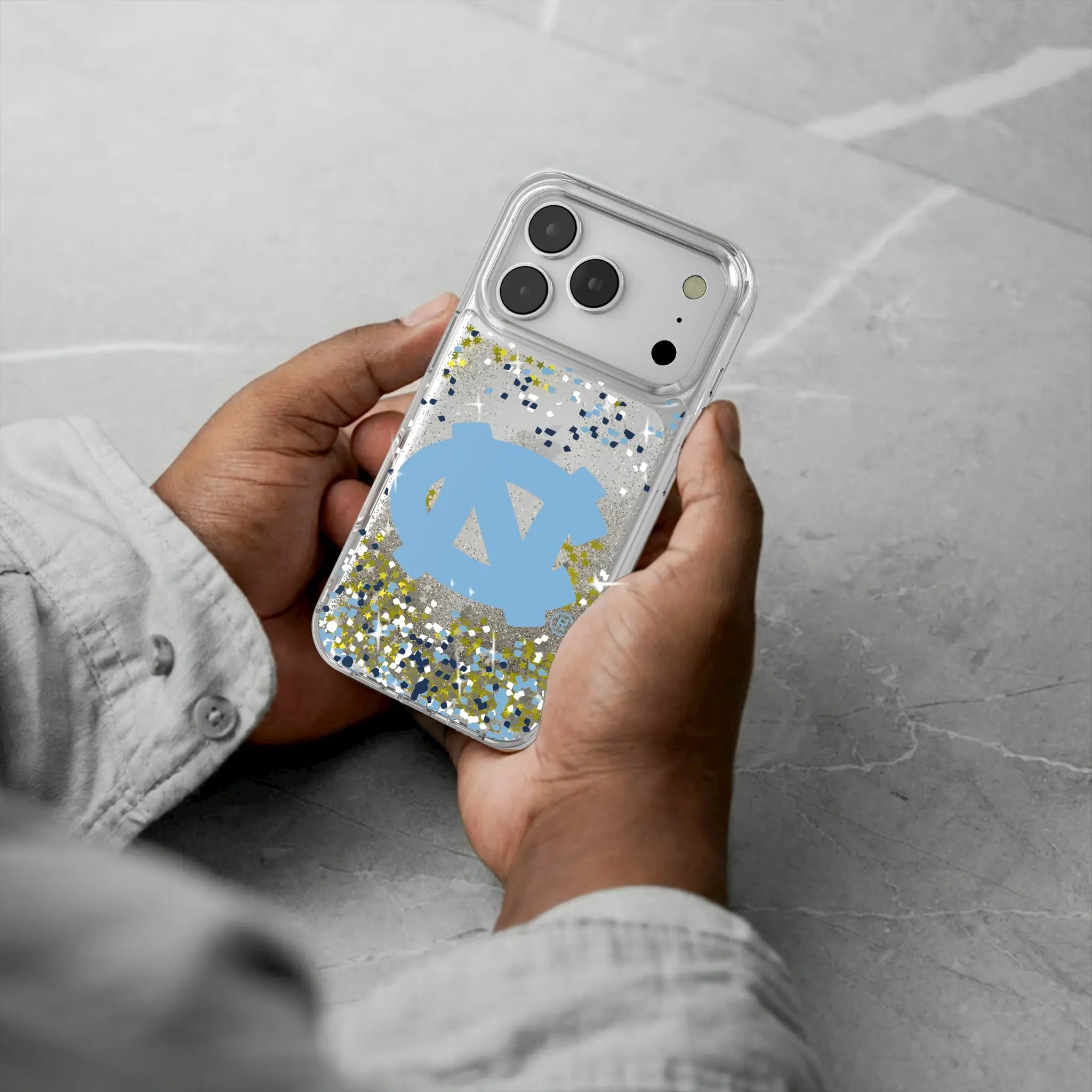University of North Carolina Tar Heels Confetti Glitter Phone Case