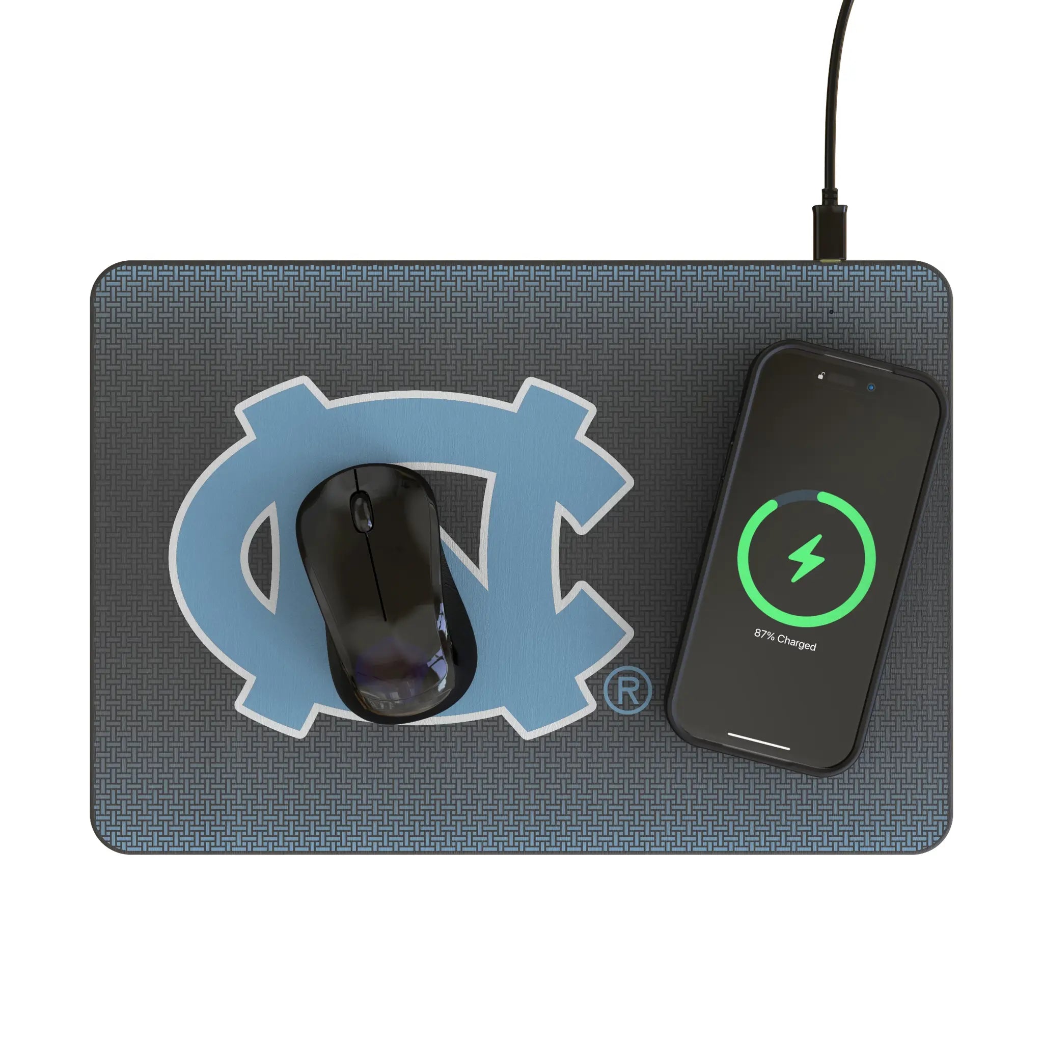 University of North Carolina Tar Heels Linen 15-Watt Wireless Charger and Mouse Pad