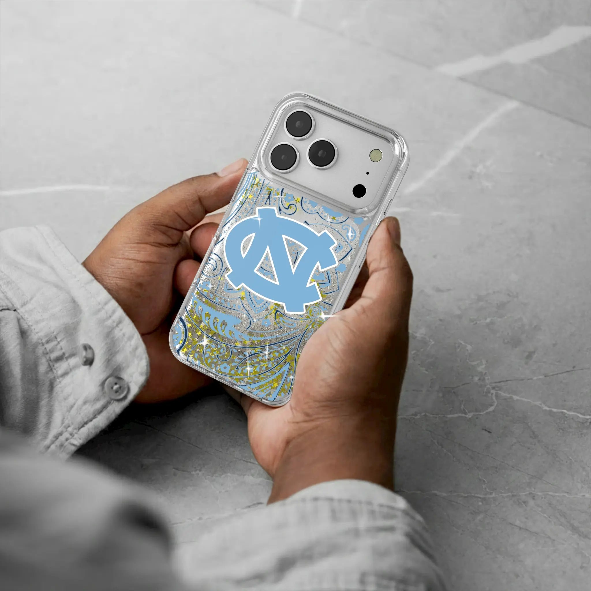 University of North Carolina Tar Heels Paisley Glitter Phone Case
