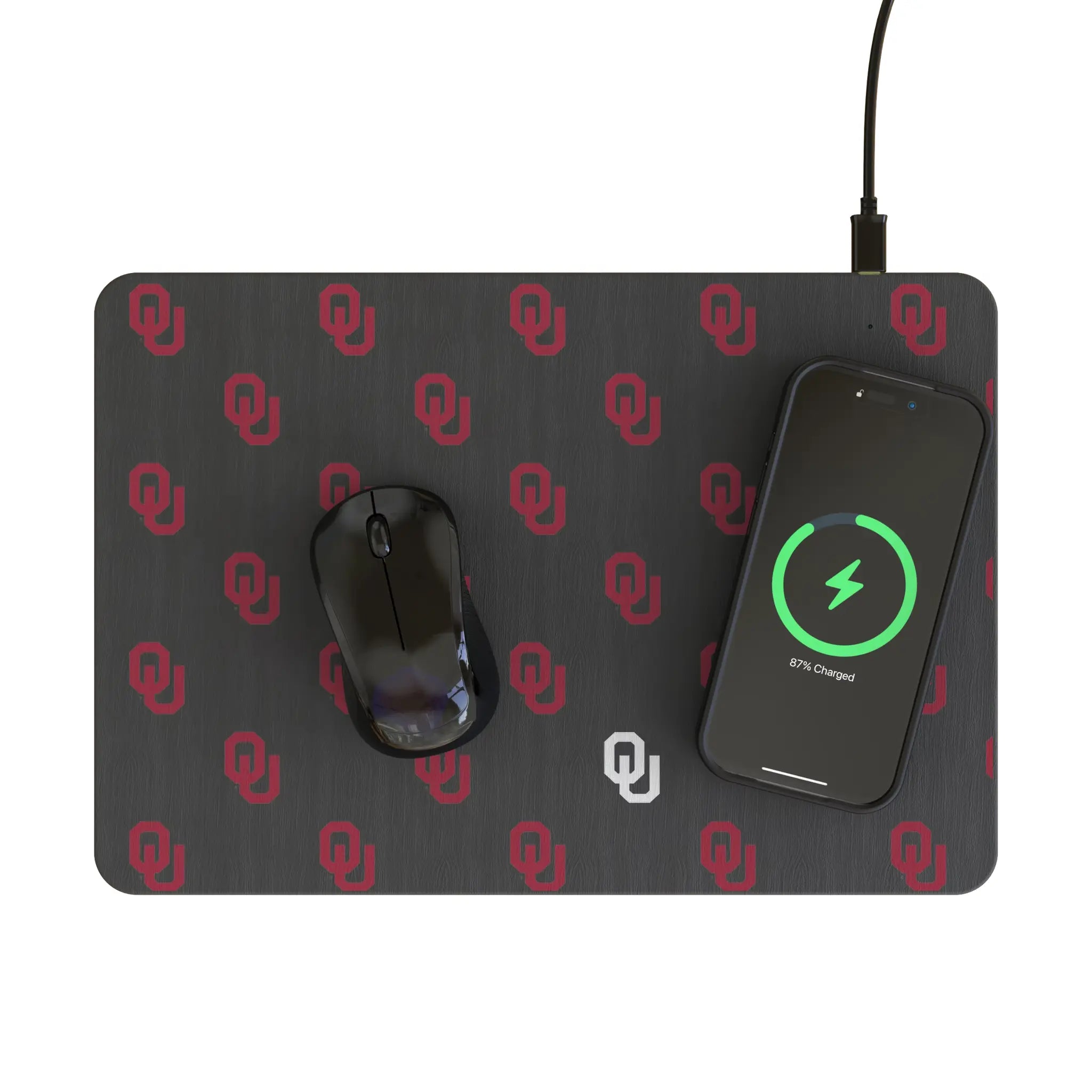 University of Oklahoma Sooners Fashion Pattern 15-Watt Wireless Charger and Mouse Pad