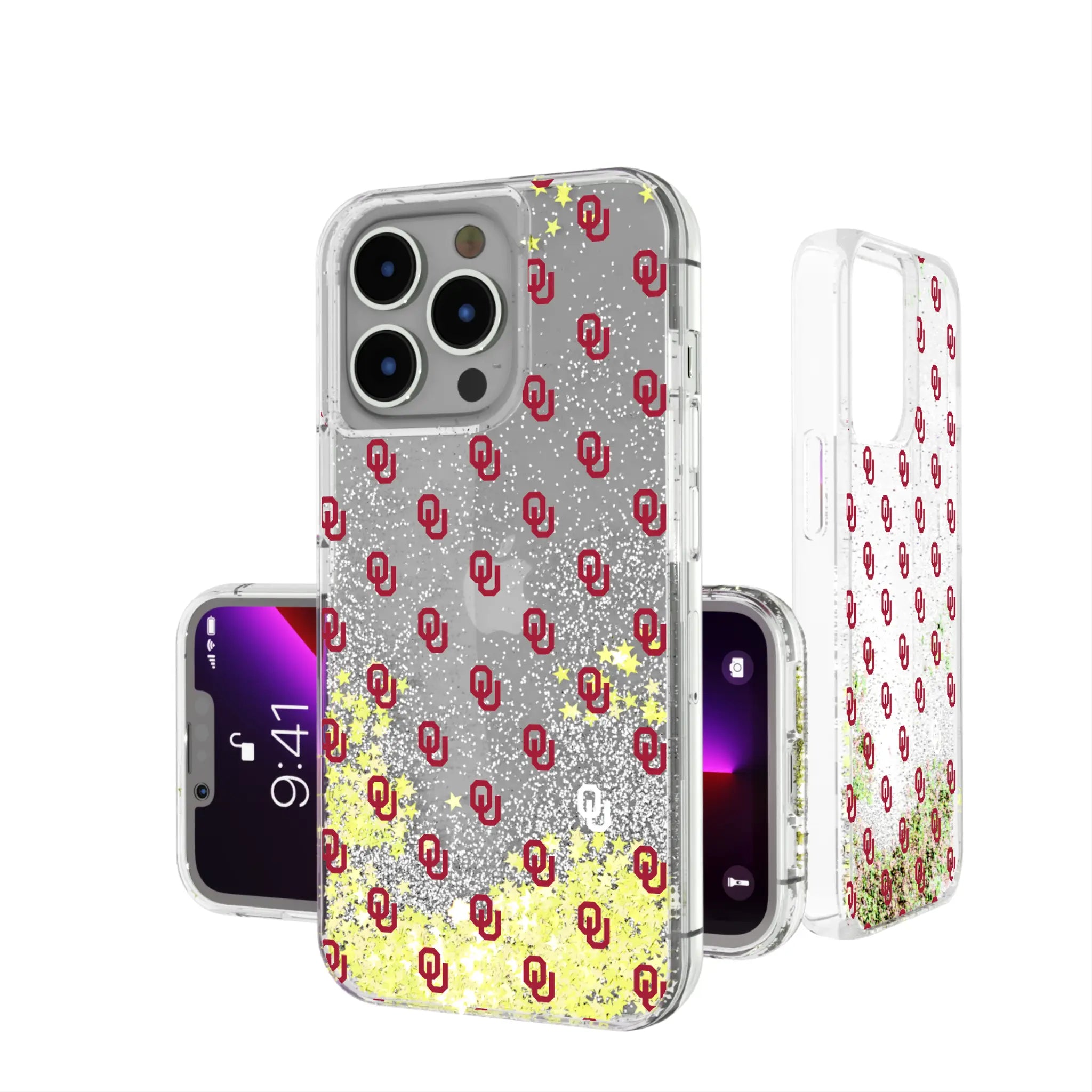 University of Oklahoma Sooners Fashion Pattern Glitter Phone Case for Apple iPhone