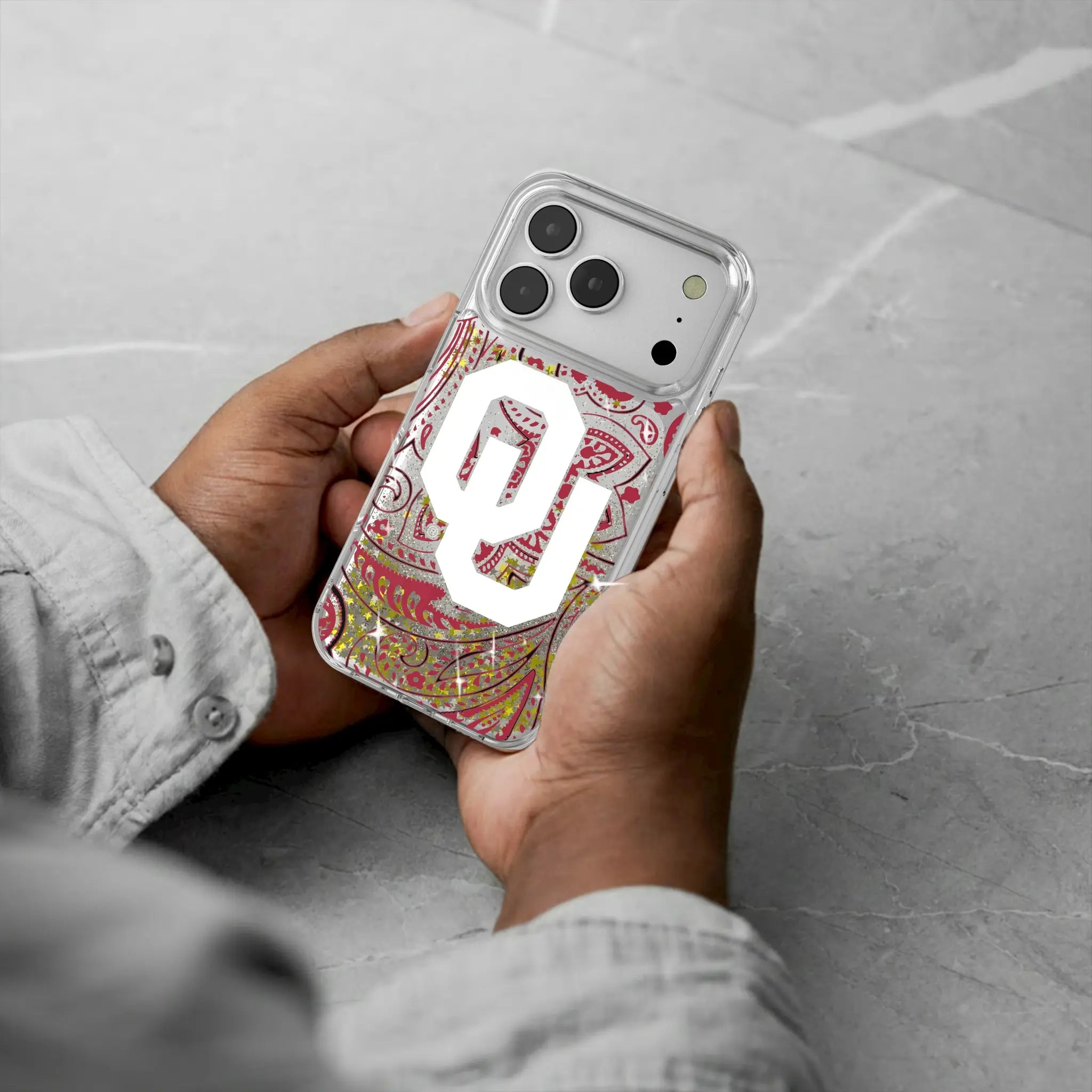 University of Oklahoma Sooners Paisley Glitter Phone Case