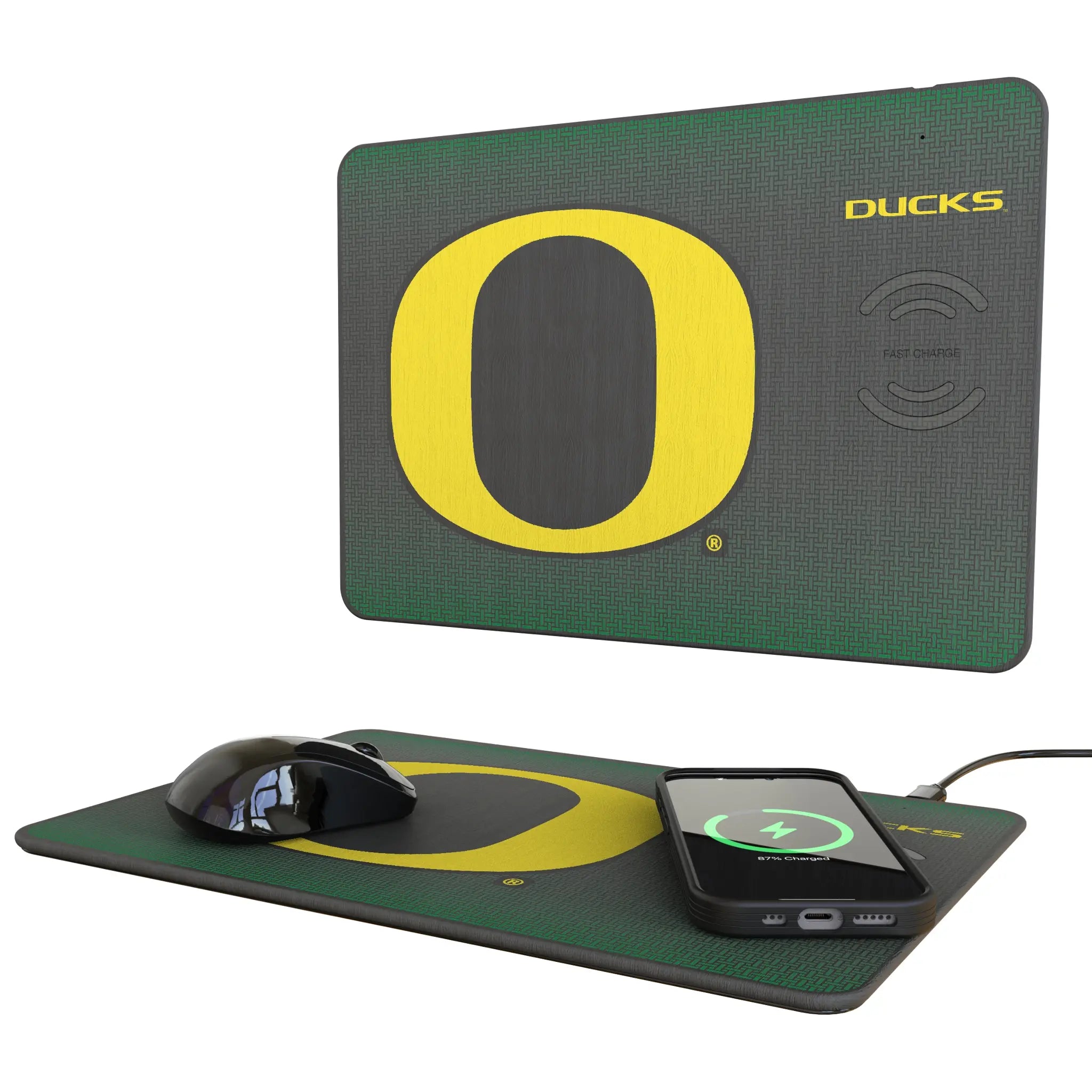 University of Oregon Ducks Linen 15-Watt Wireless Charger and Mouse Pad