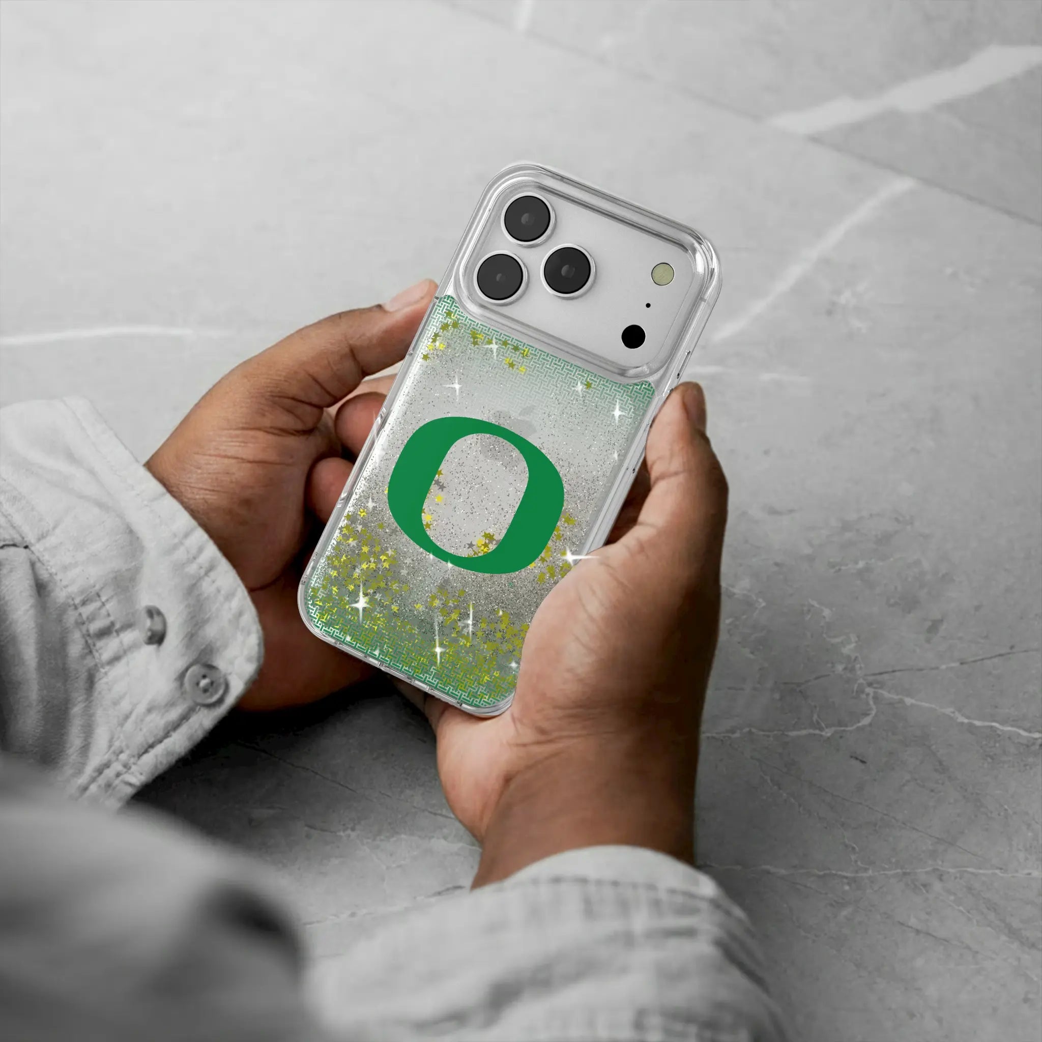University of Oregon Ducks Linen Glitter Phone Case