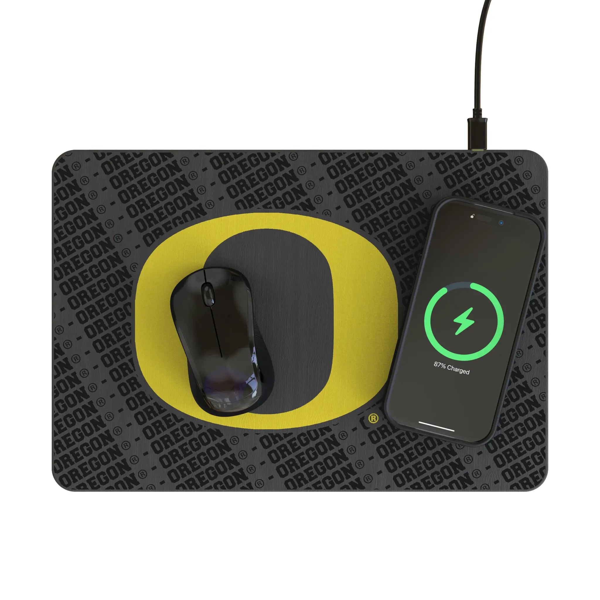 University of Oregon Ducks Monocolor Tilt 15-Watt Wireless Charger and Mouse Pad