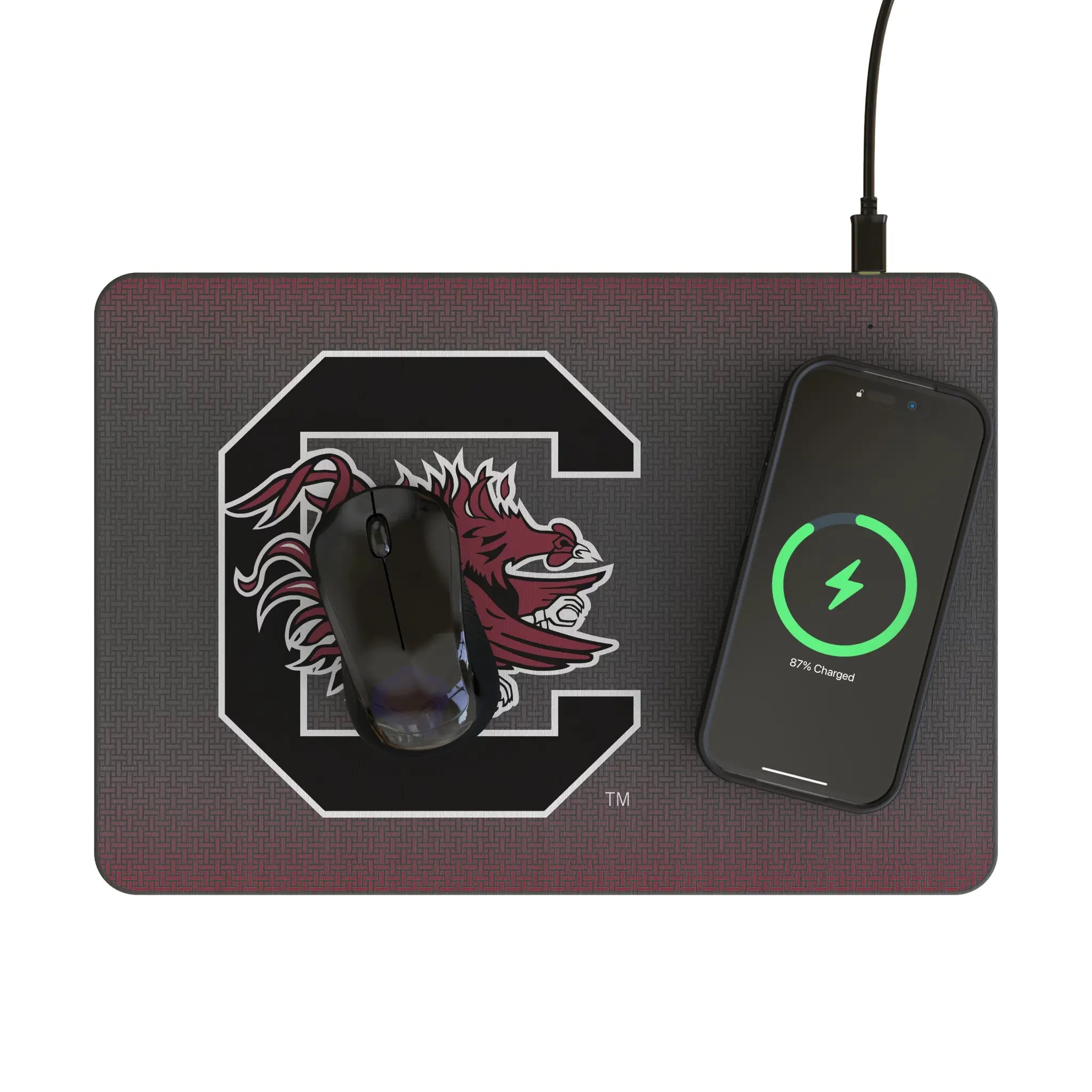 University of South Carolina Gamecocks Linen 15-Watt Wireless Charger and Mouse Pad