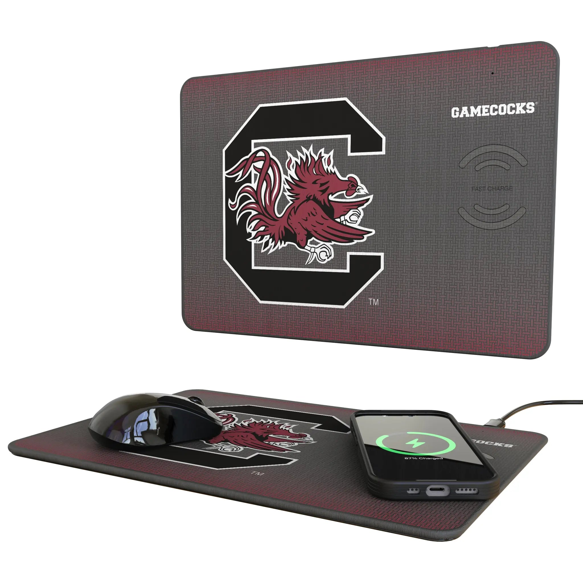 University of South Carolina Gamecocks Linen 15-Watt Wireless Charger and Mouse Pad