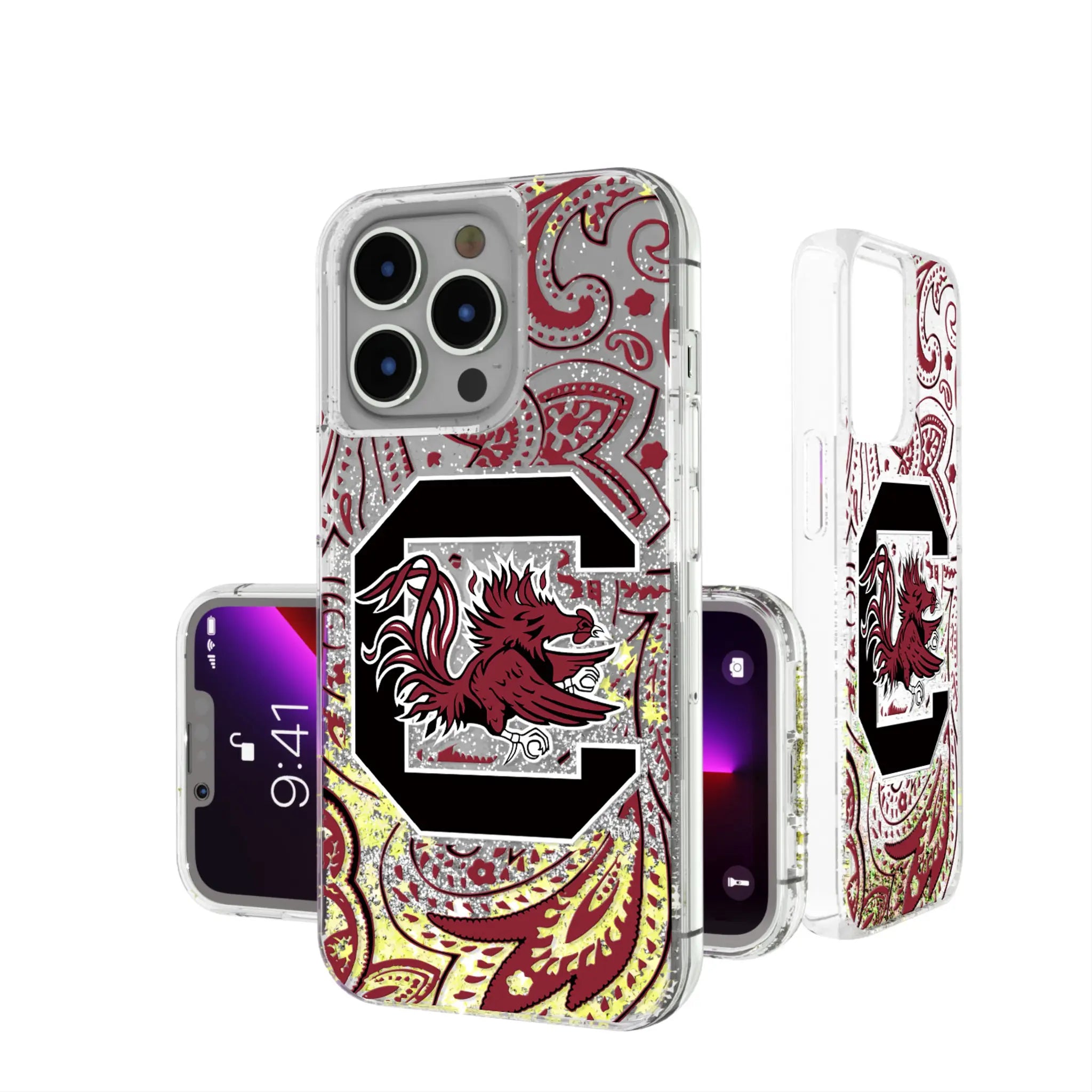 University of South Carolina Gamecocks Paisley Glitter Phone Case
