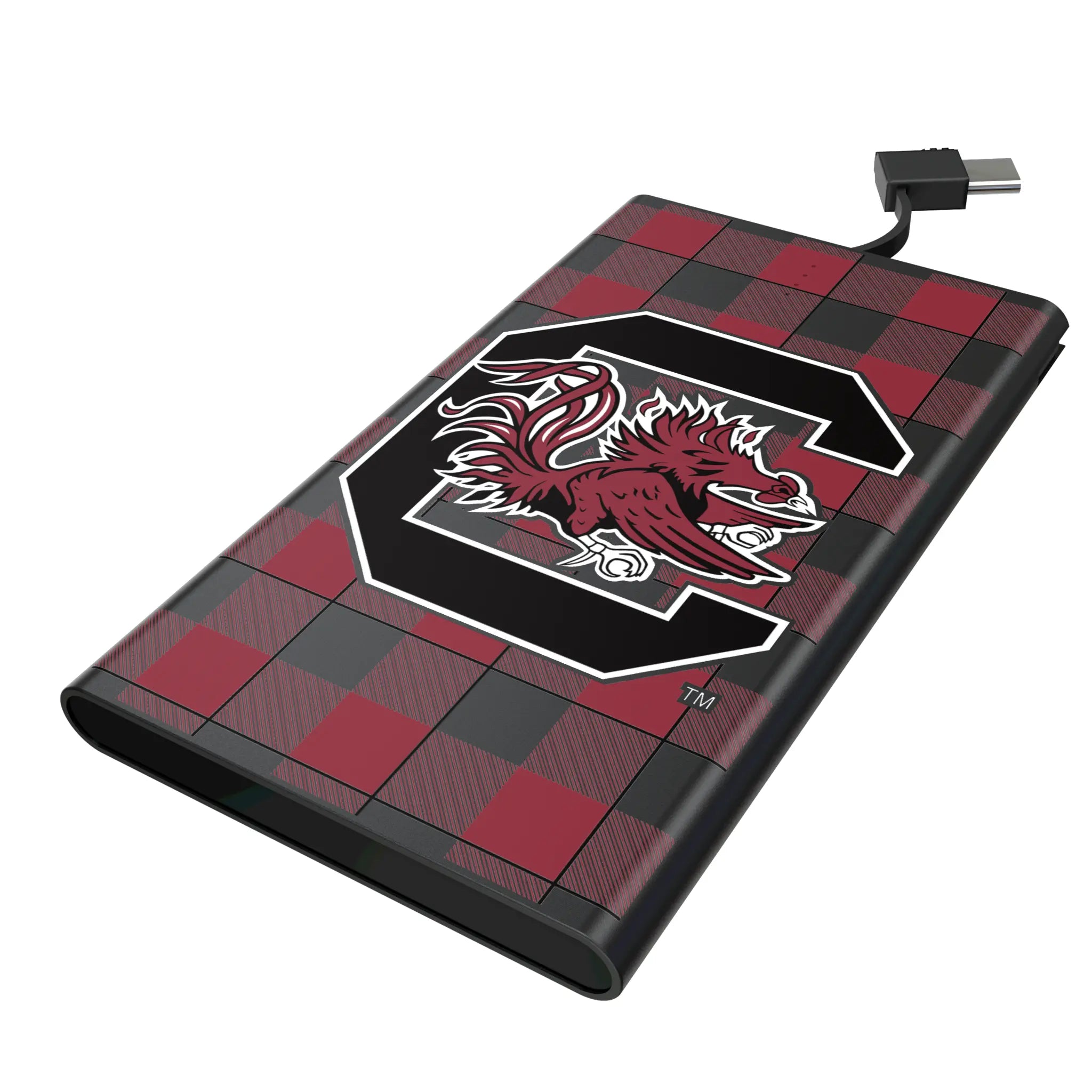 University of South Carolina Gamecocks Plaid 5000mAh Flat Powerbank