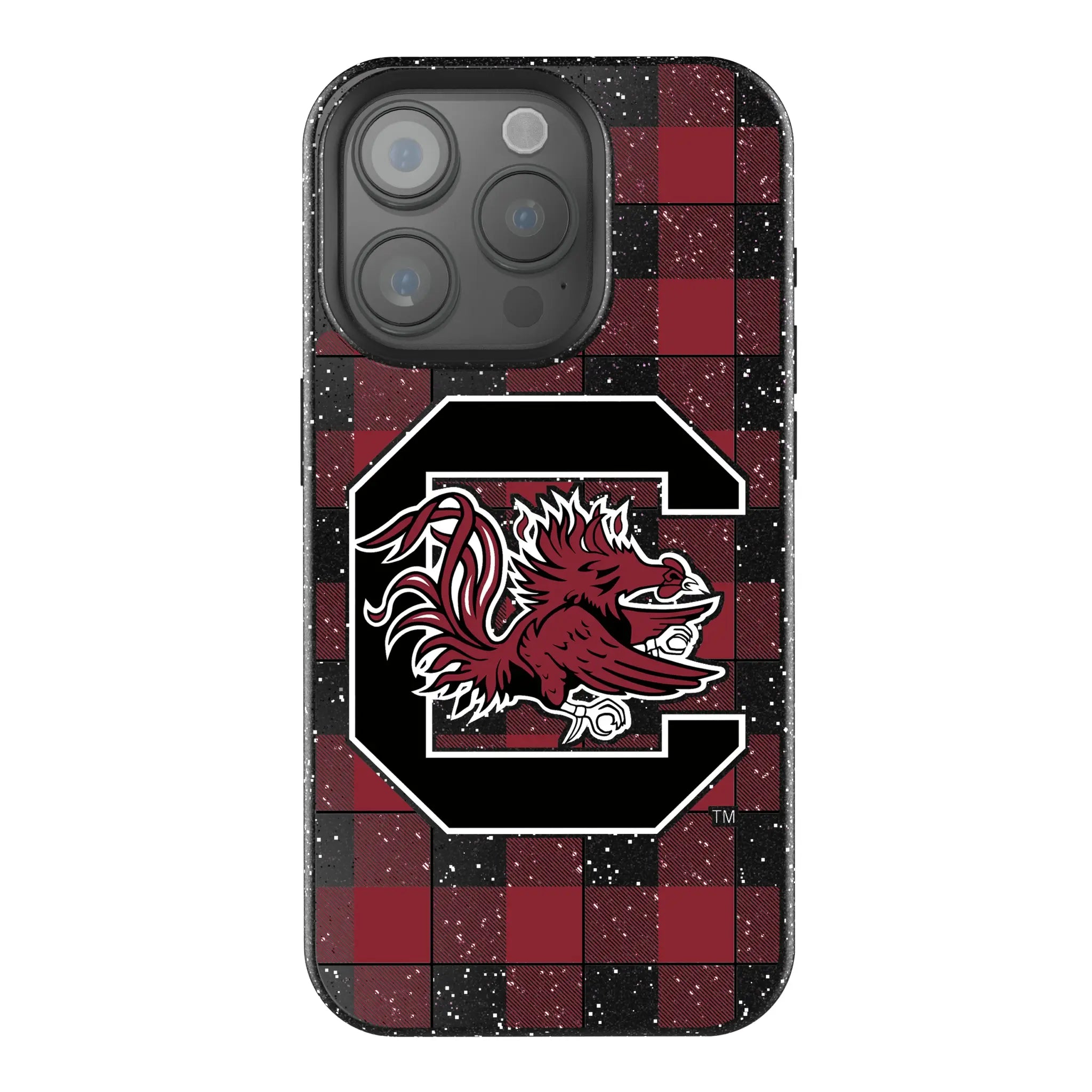 University of South Carolina Gamecocks Plaid Bling Phone Case