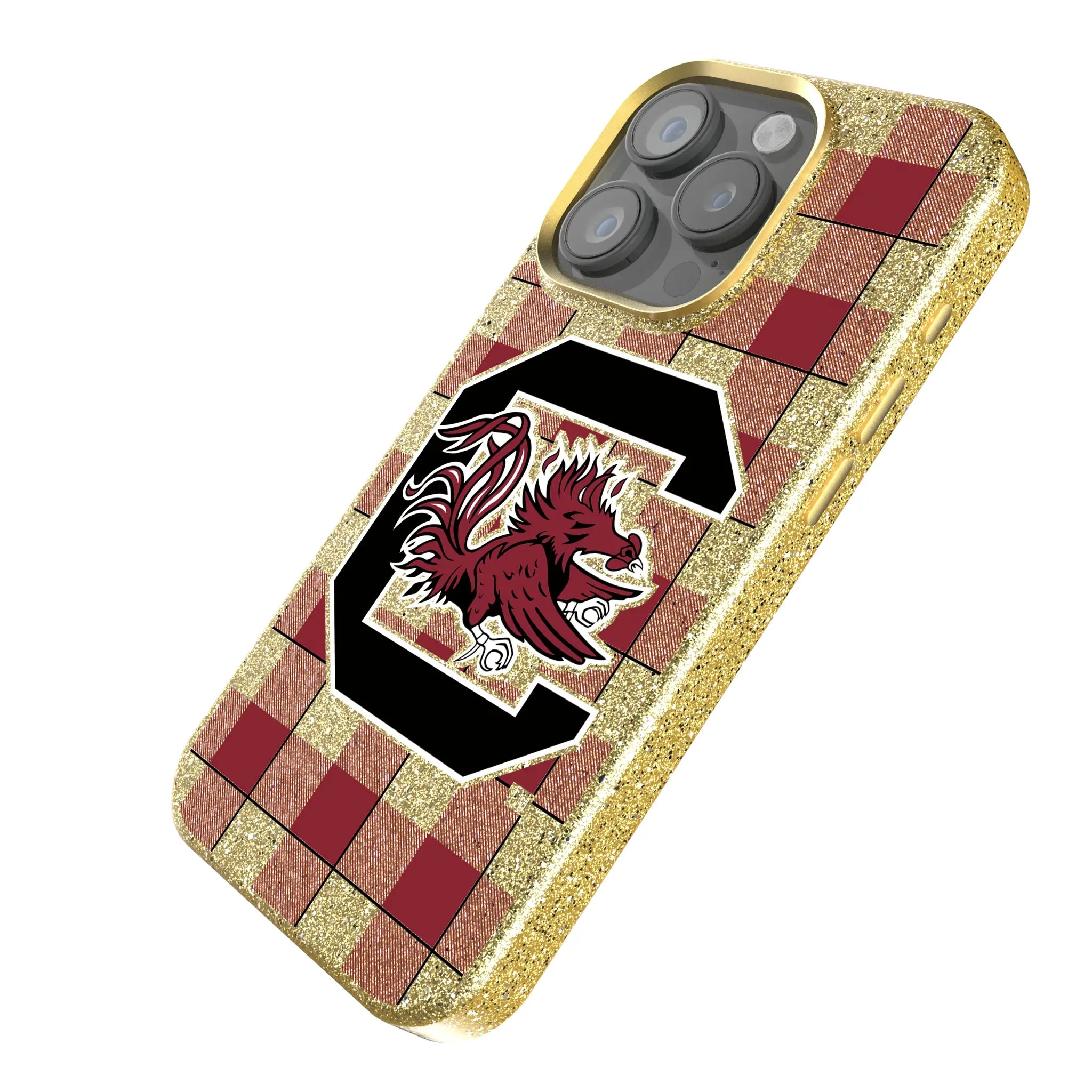 University of South Carolina Gamecocks Plaid Bling Phone Case