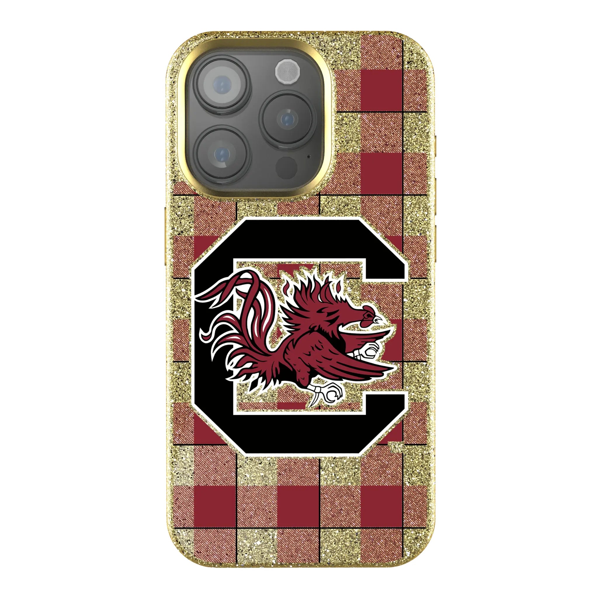 University of South Carolina Gamecocks Plaid Bling Phone Case