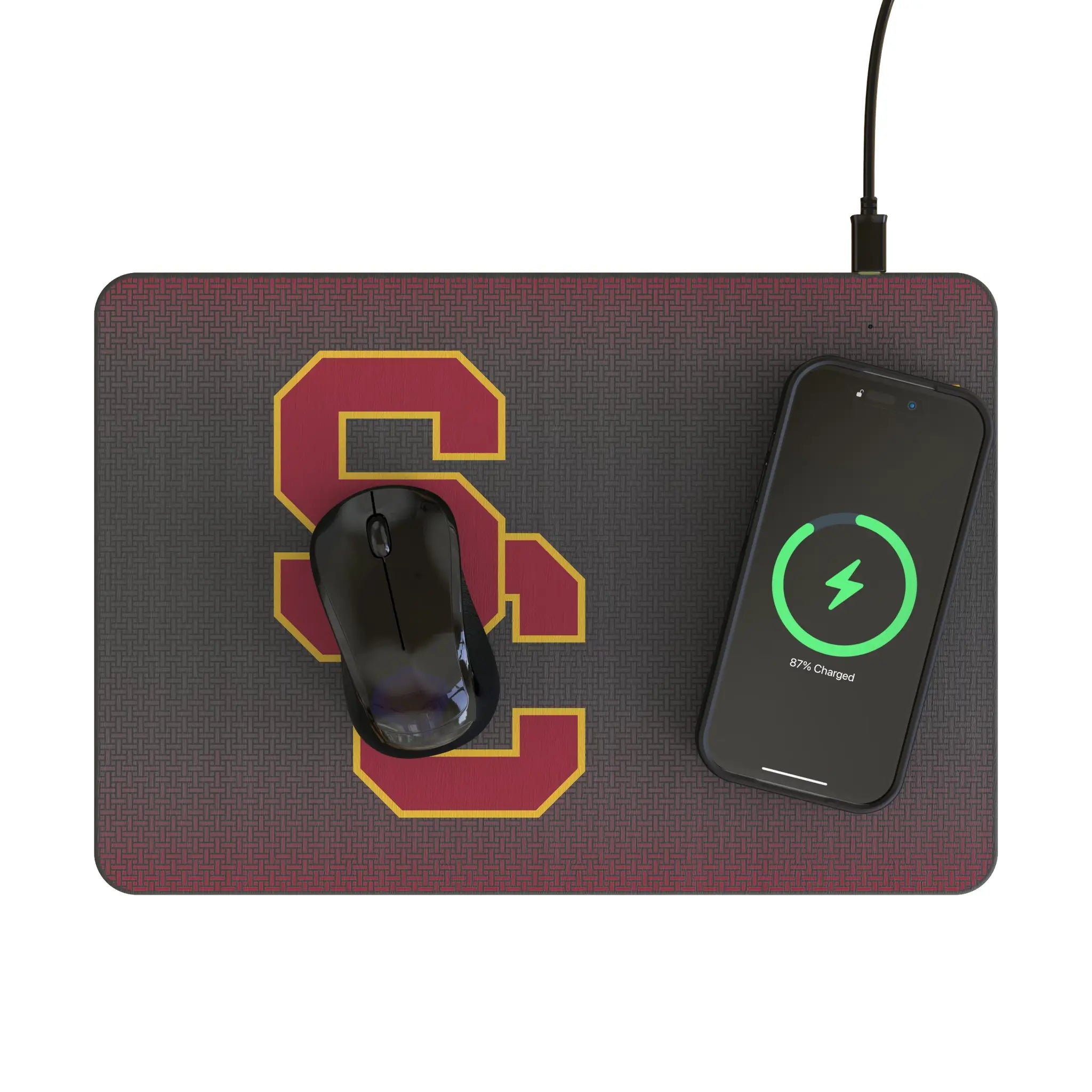 University of Southern California Trojans Linen 15-Watt Wireless Charger and Mouse Pad