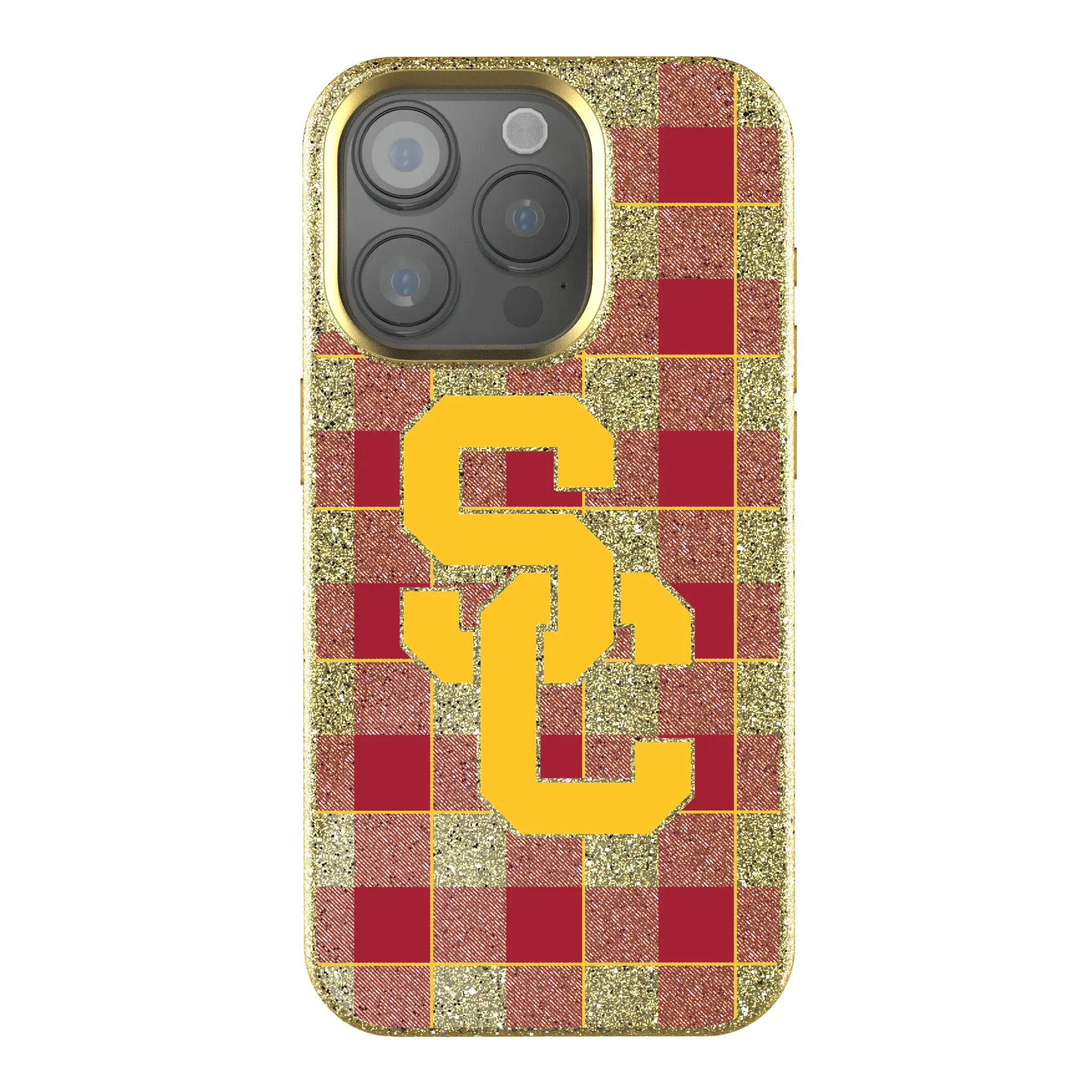 University of Southern California Trojans Plaid Bling Phone Case