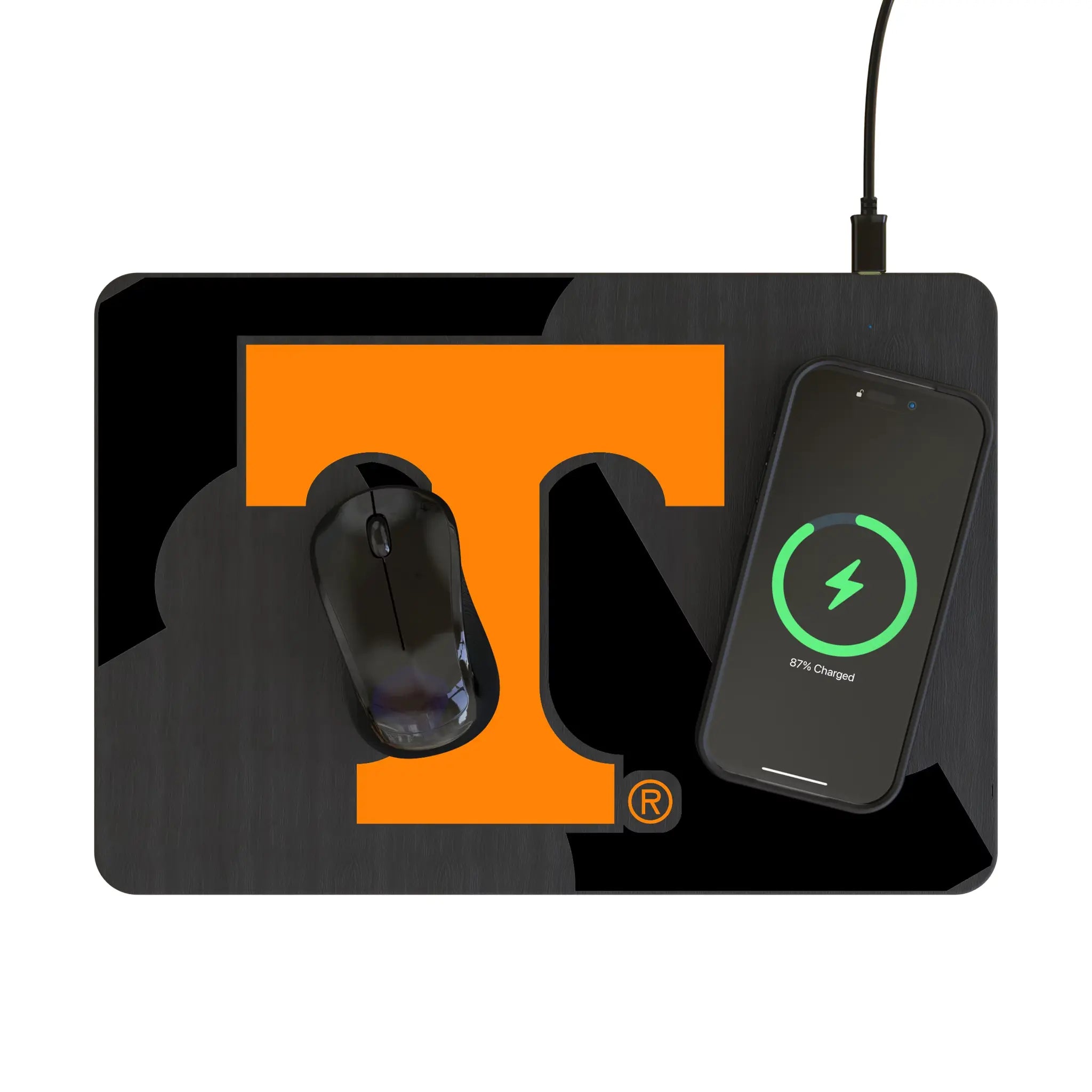 University of Tennessee Volunteers Monocolor Tilt 15-Watt Wireless Charger and Mouse Pad