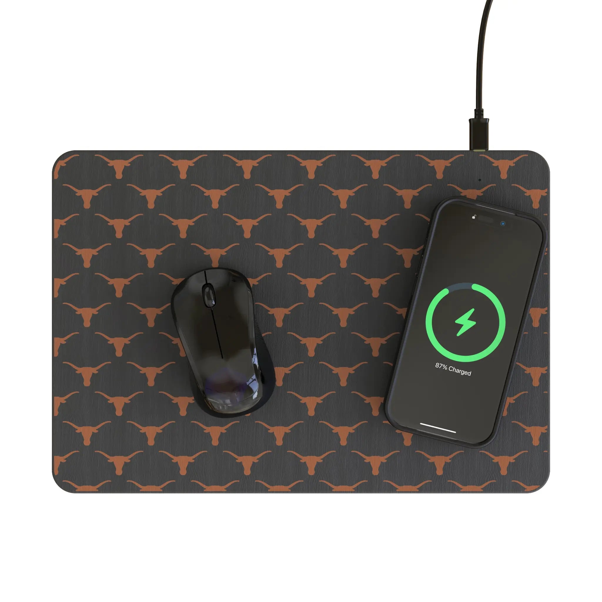 University of Texas Longhorns Fashion Pattern 15-Watt Wireless Charger and Mouse Pad