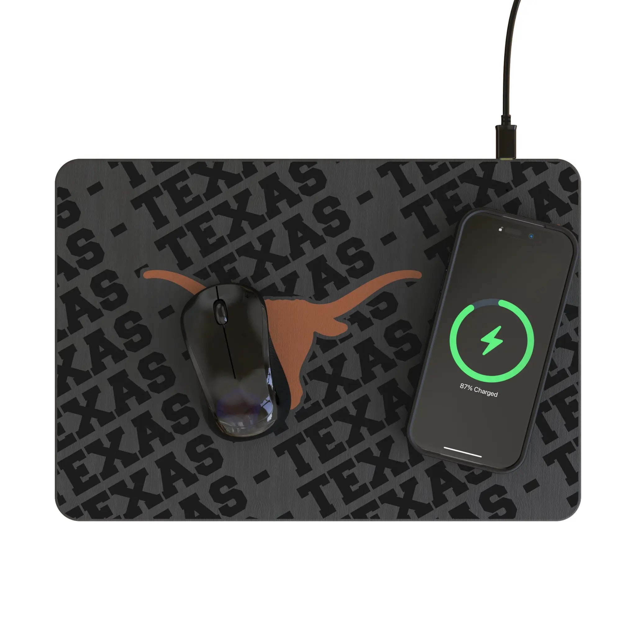 University of Texas Longhorns Monocolor Tilt 15-Watt Wireless Charger and Mouse Pad