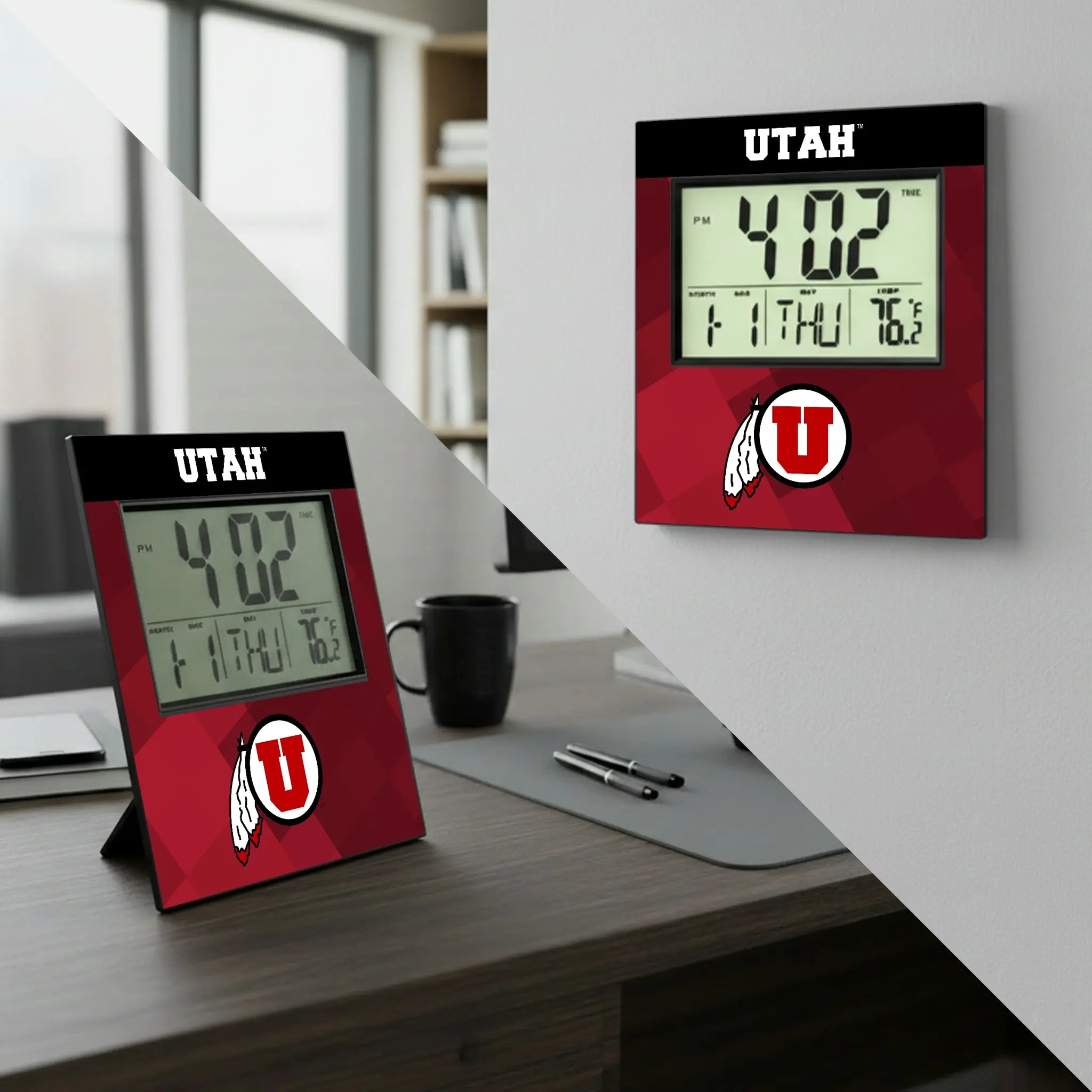 University of Utah Utes Color Block Wall Clock