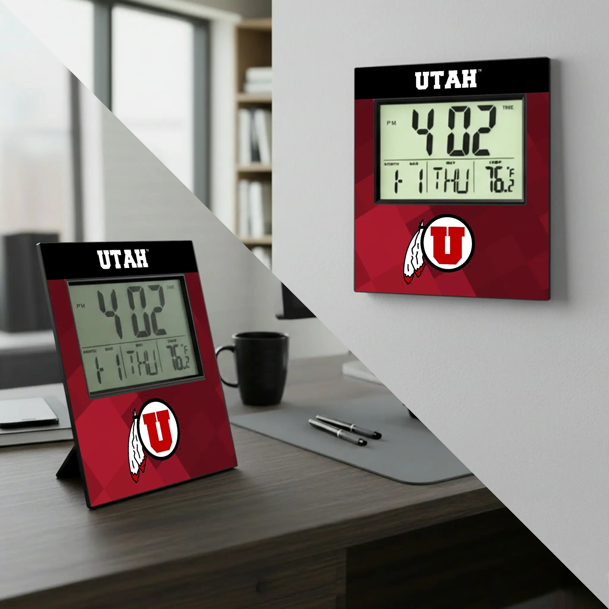 University of Utah Utes Color Block Wall Clock