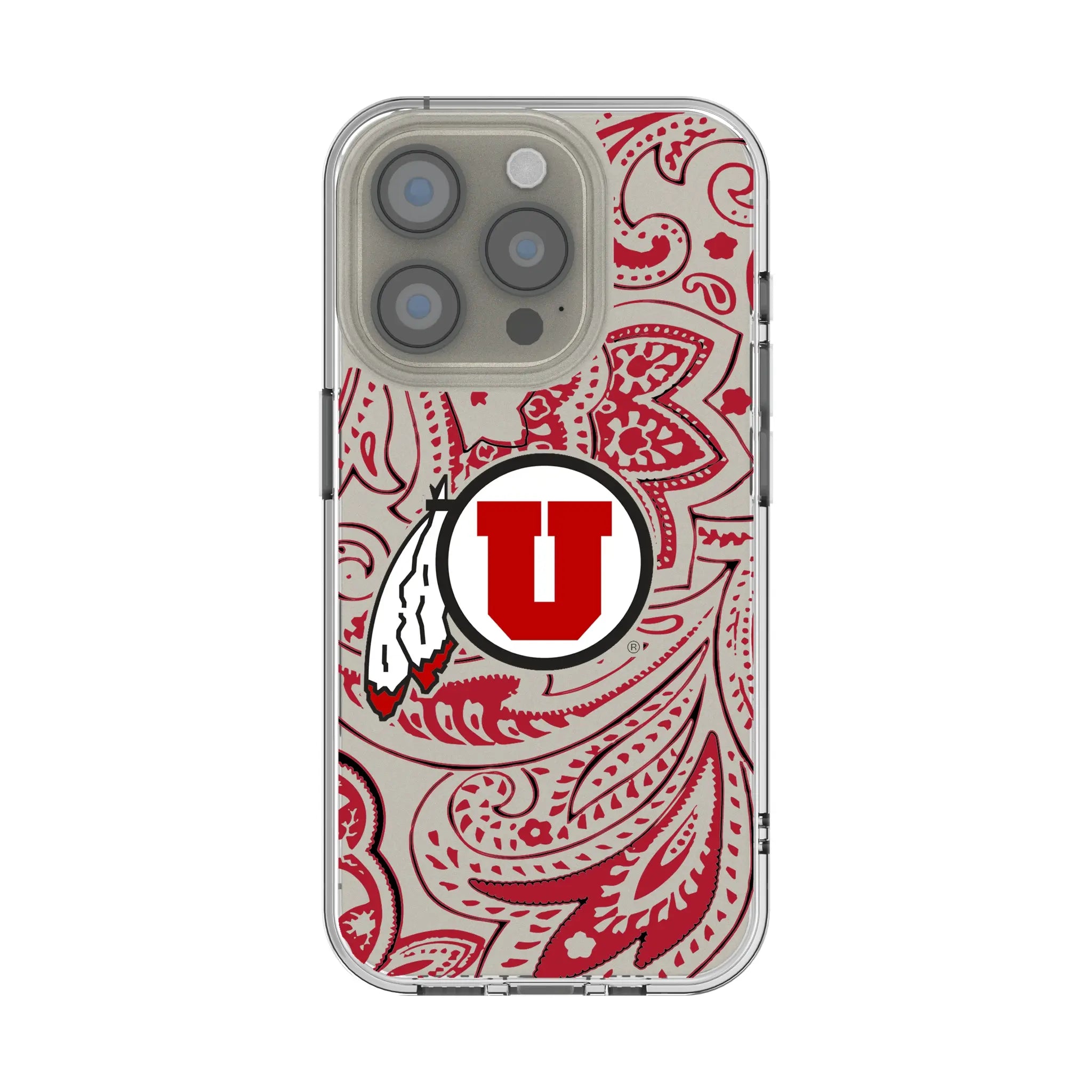 University of Utah Utes Paisley Clear Phone Case for Apple iPhone