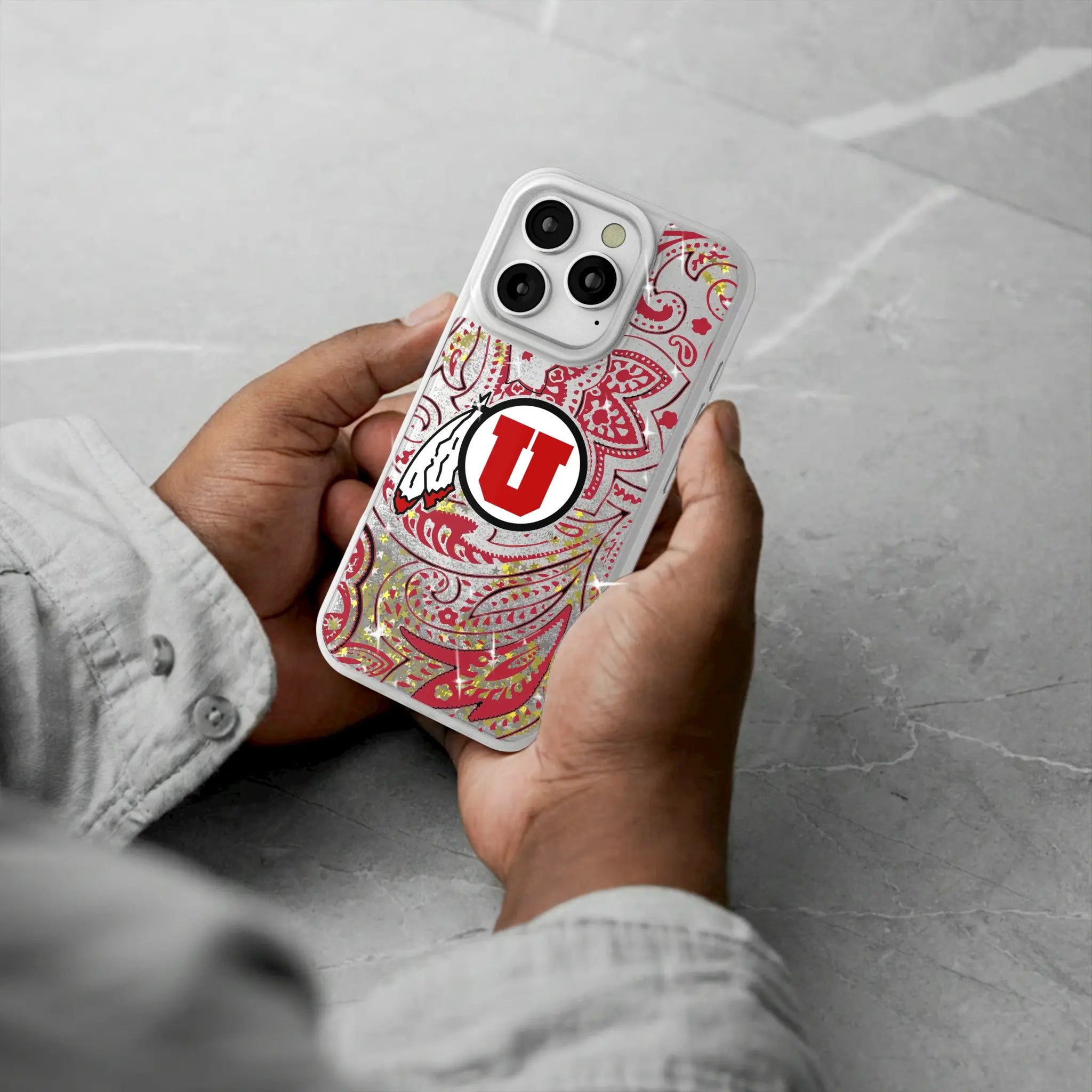University of Utah Utes Paisley Glitter Phone Case