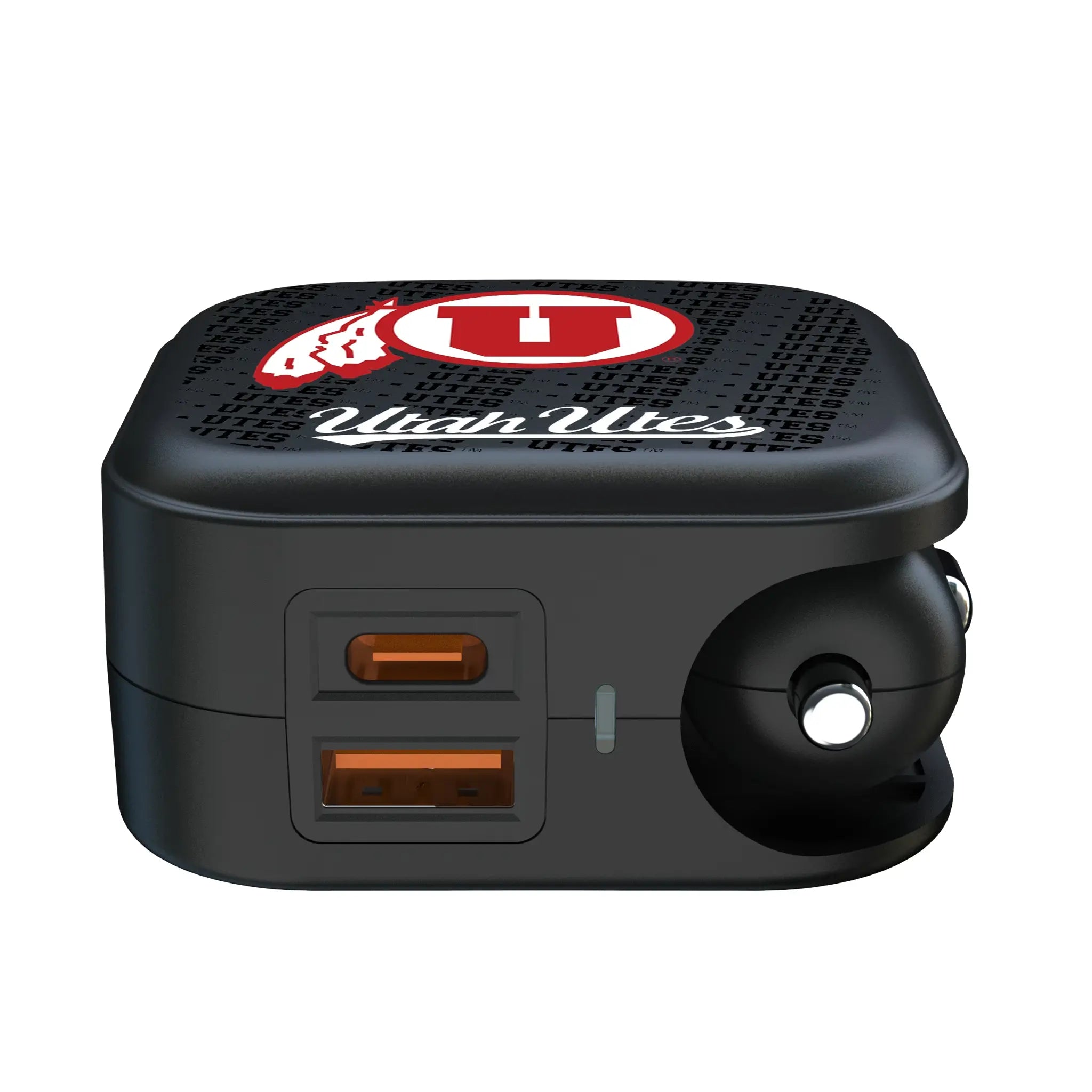 University of Utah Utes Text Backdrop 2 in 1 USB A/C Charger