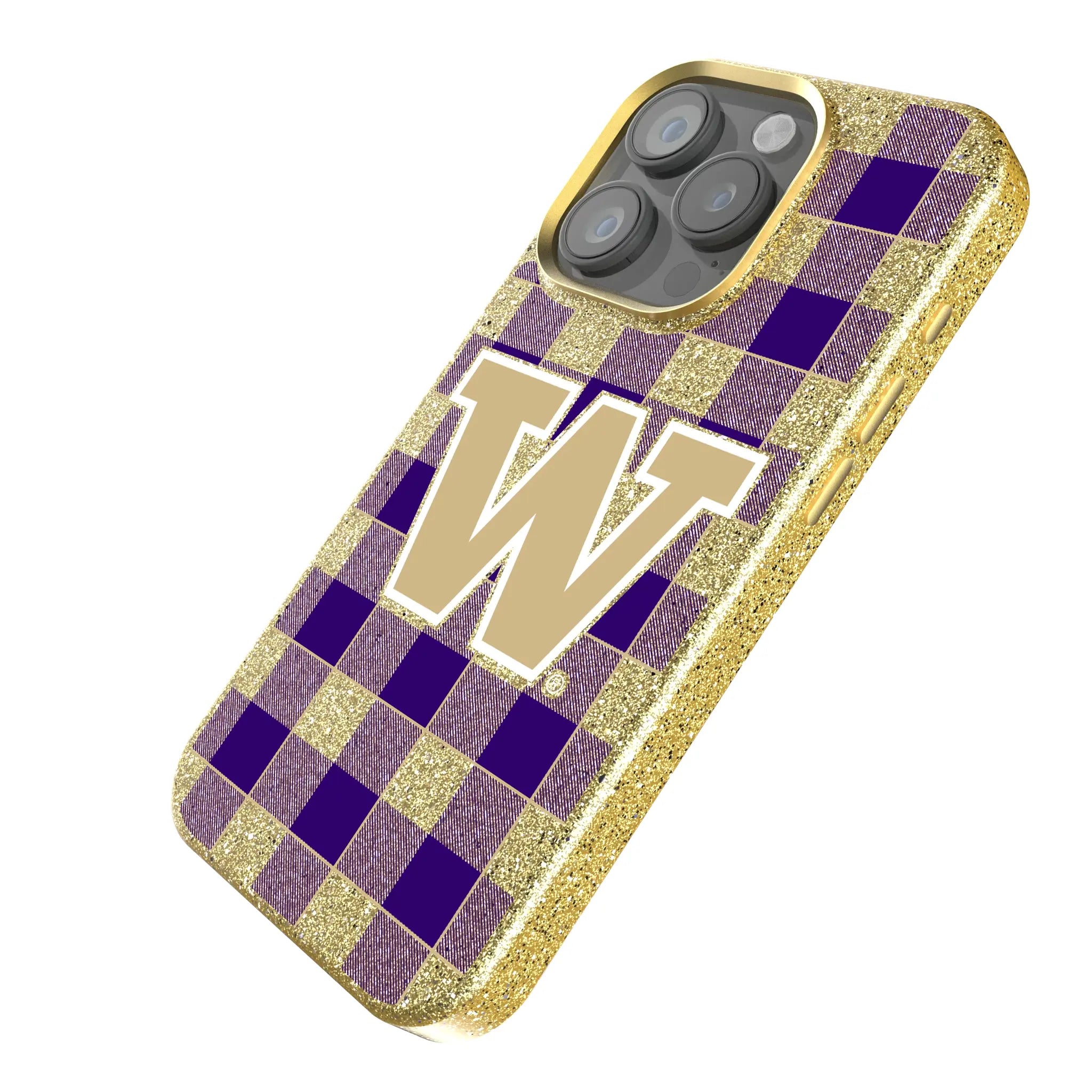University of Washington Huskies Plaid Bling Phone Case