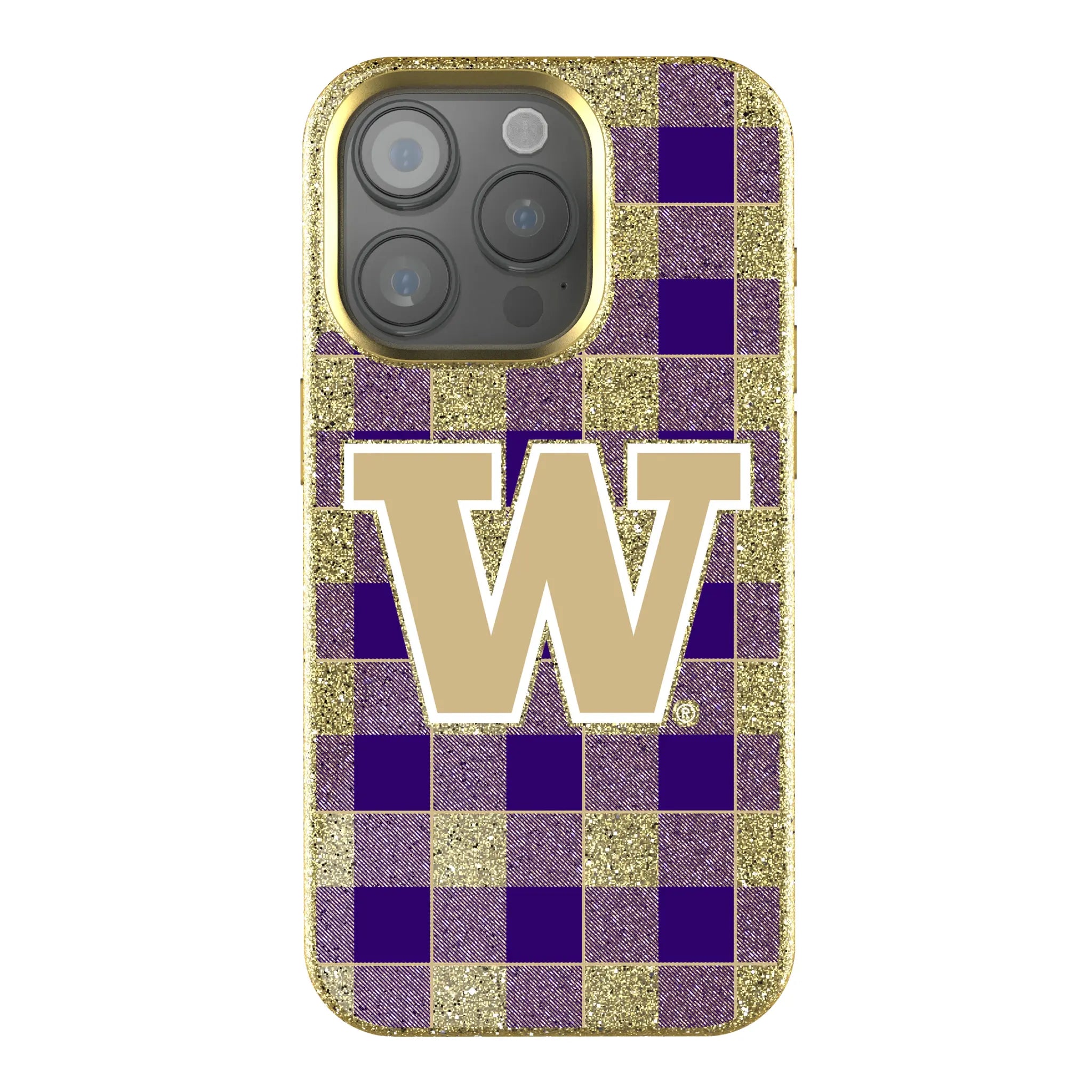 University of Washington Huskies Plaid Bling Phone Case