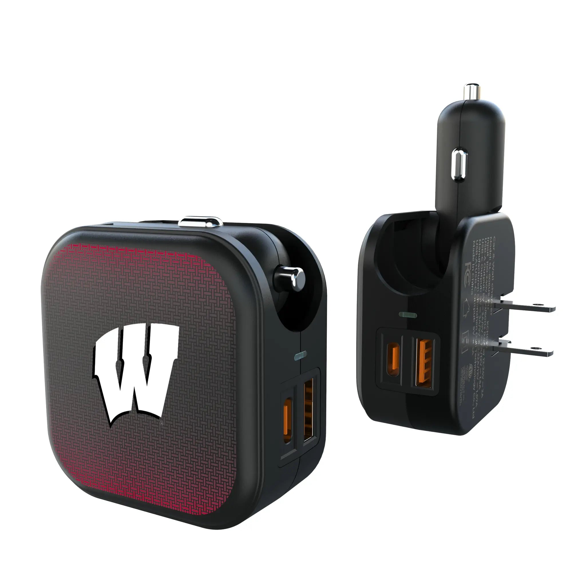 University of Wisconsin Badgers Linen 2 in 1 USB A/C Charger
