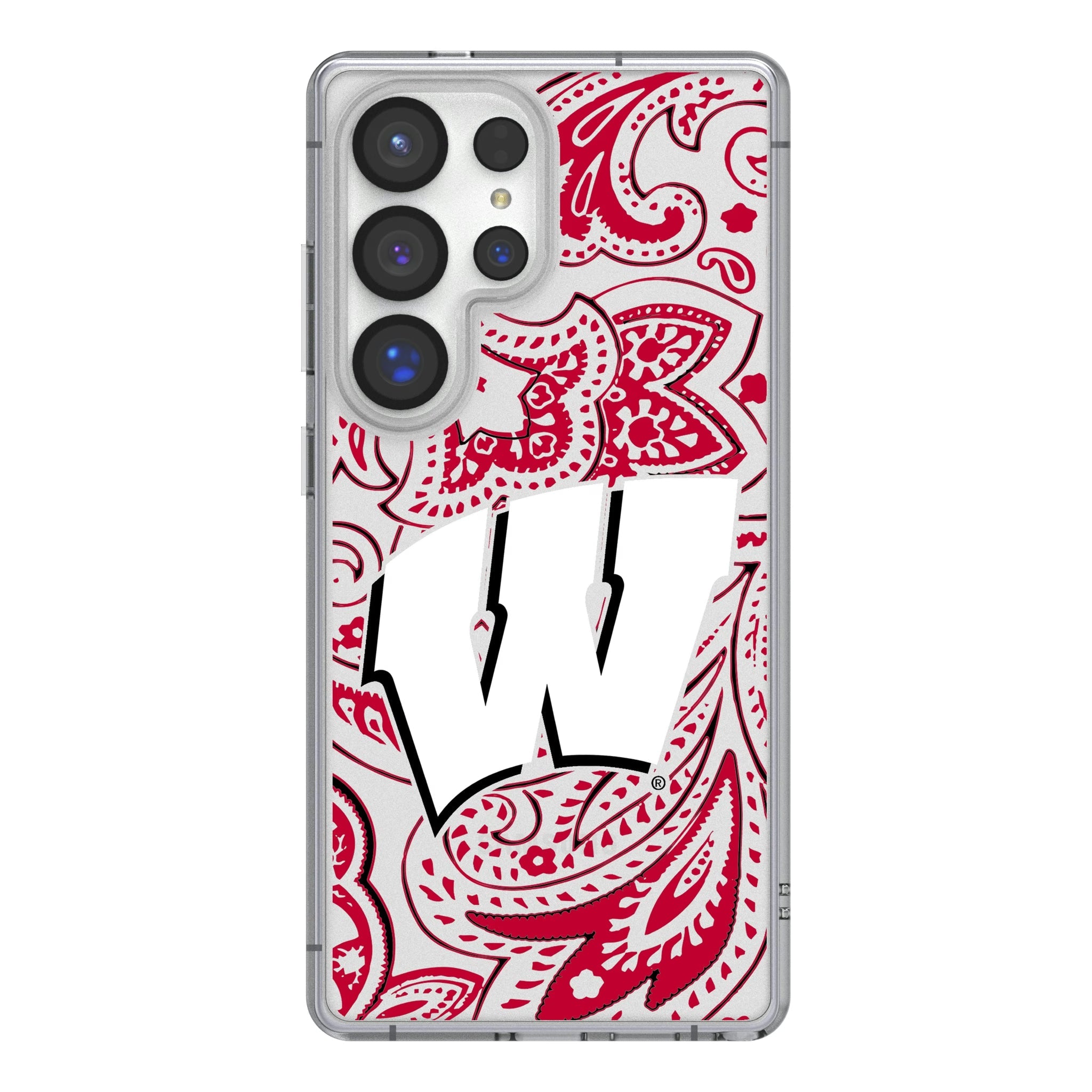 University of Wisconsin Badgers Paisley Clear Phone Case for Samsung Galaxy - Sports Gifts, Sports Memorabilia, Sports Collectibles, Fan Shop