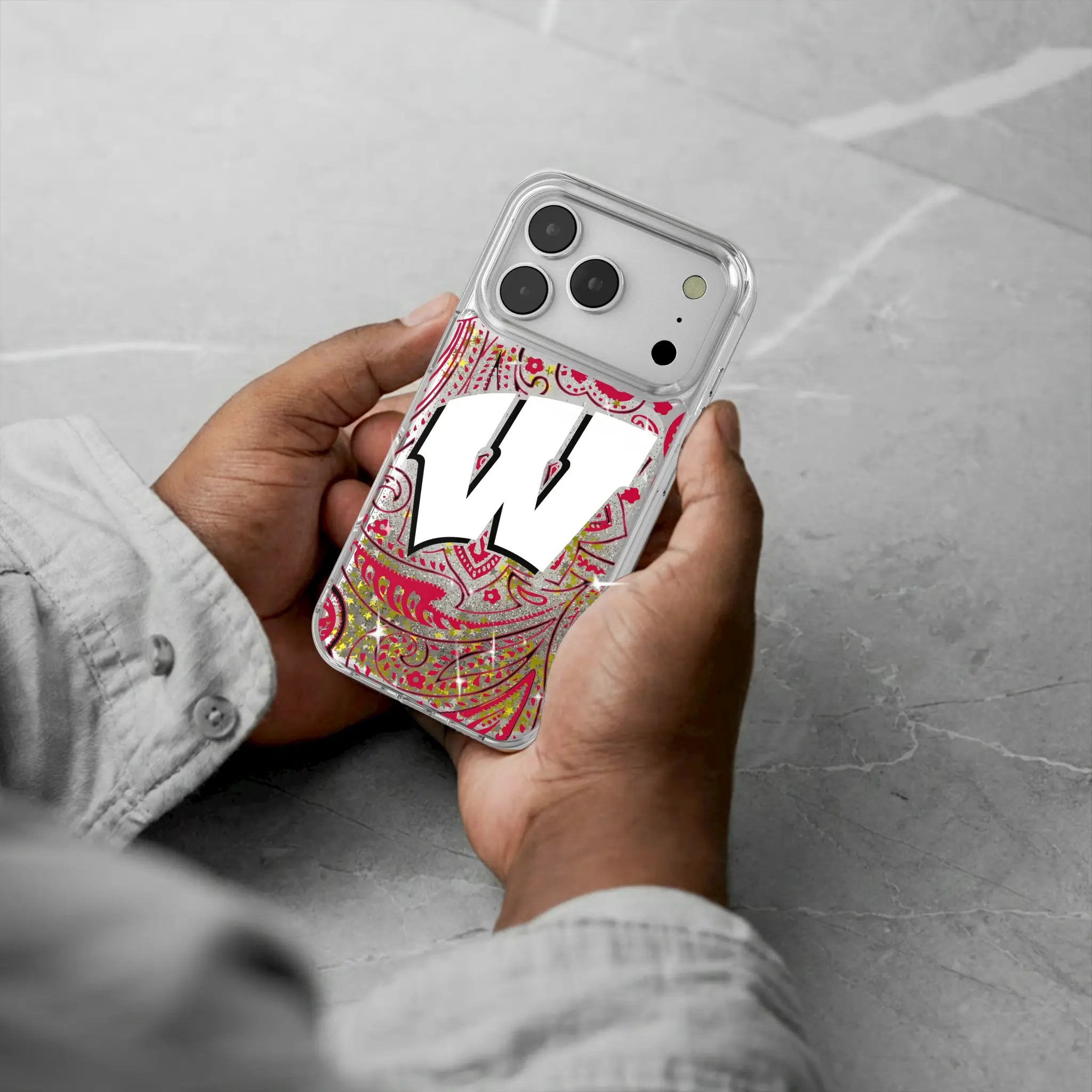University of Wisconsin Badgers Paisley Glitter Phone Case