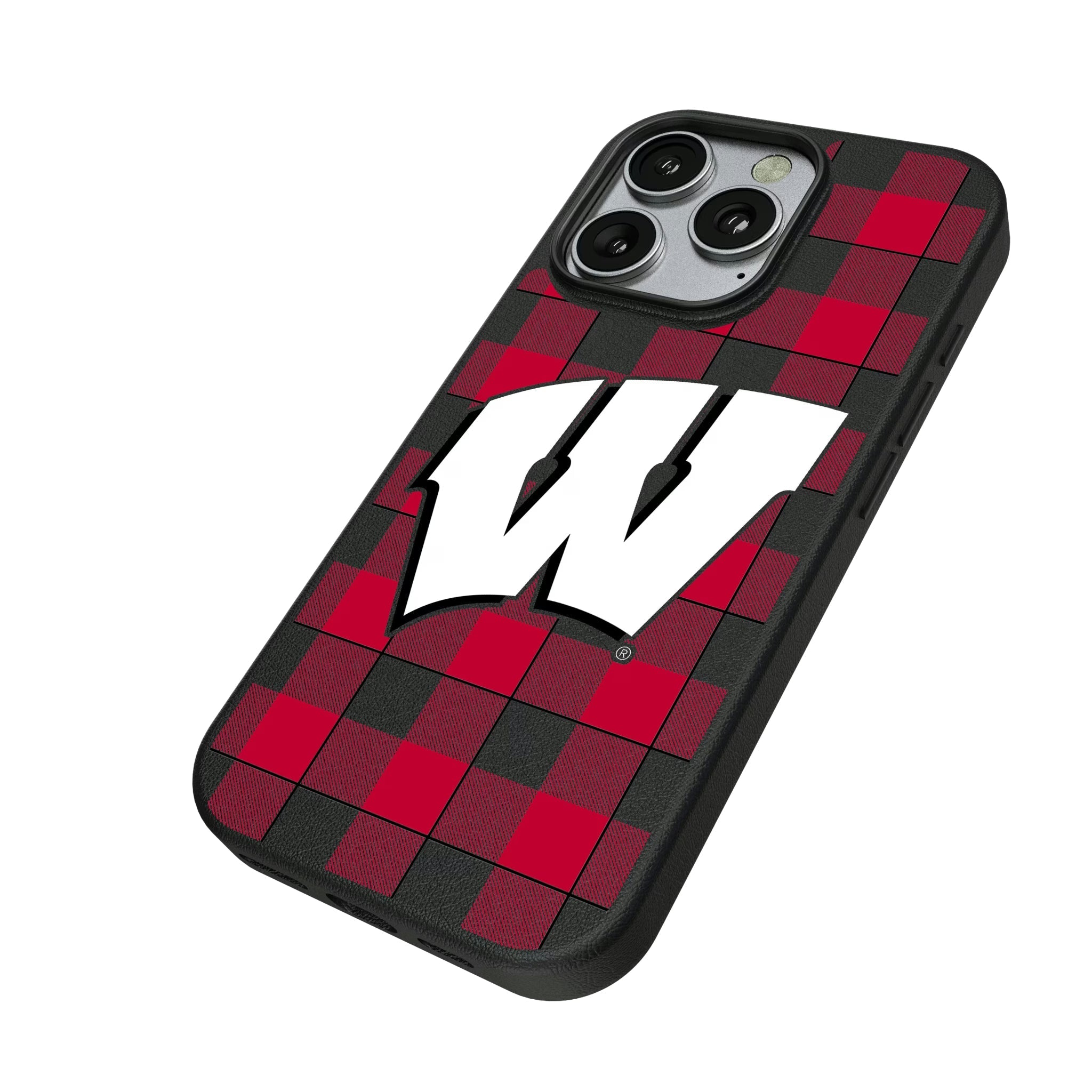 University of Wisconsin Badgers Plaid MagSafe Compatible Phone Case for Apple iPhone - Sports Gifts, Sports Memorabilia, Sports Collectibles, Fan Shop