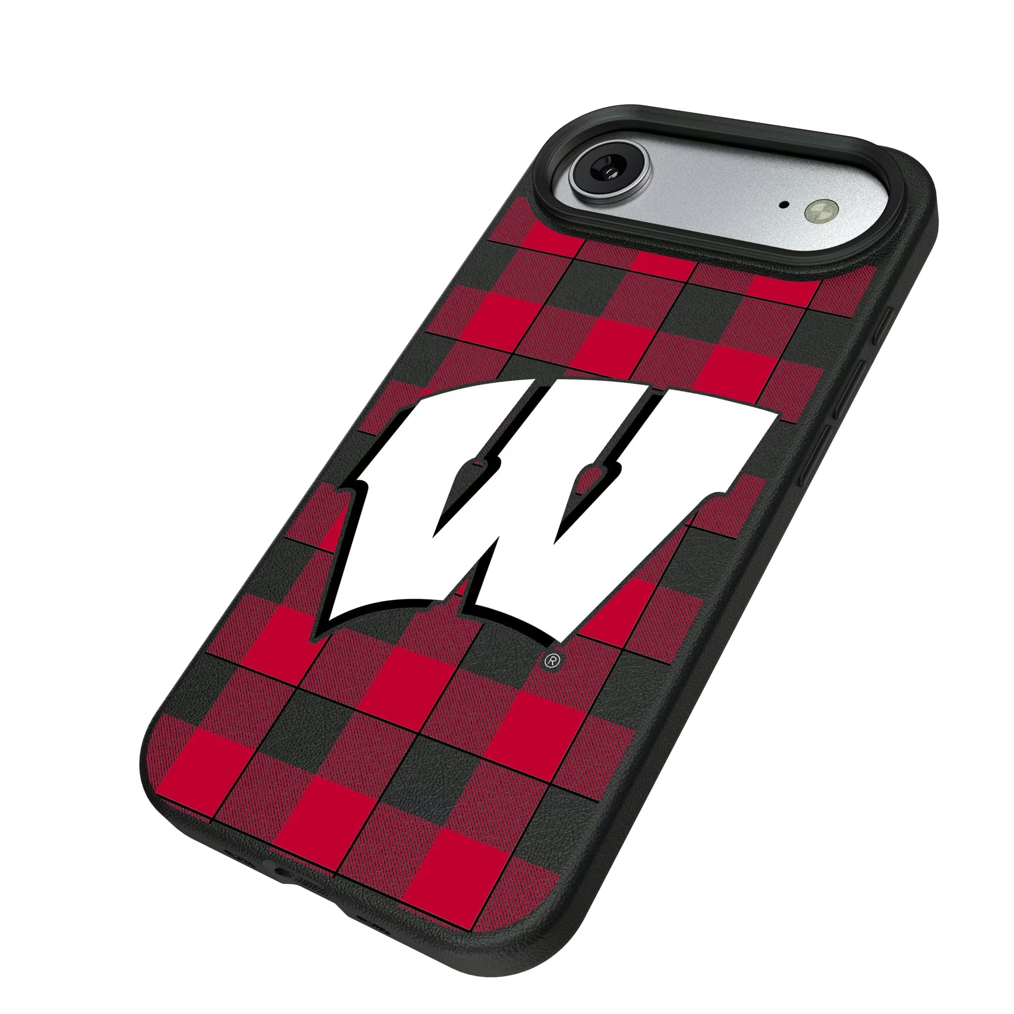University of Wisconsin Badgers Plaid MagSafe Compatible Phone Case for Apple iPhone - Sports Gifts, Sports Memorabilia, Sports Collectibles, Fan Shop