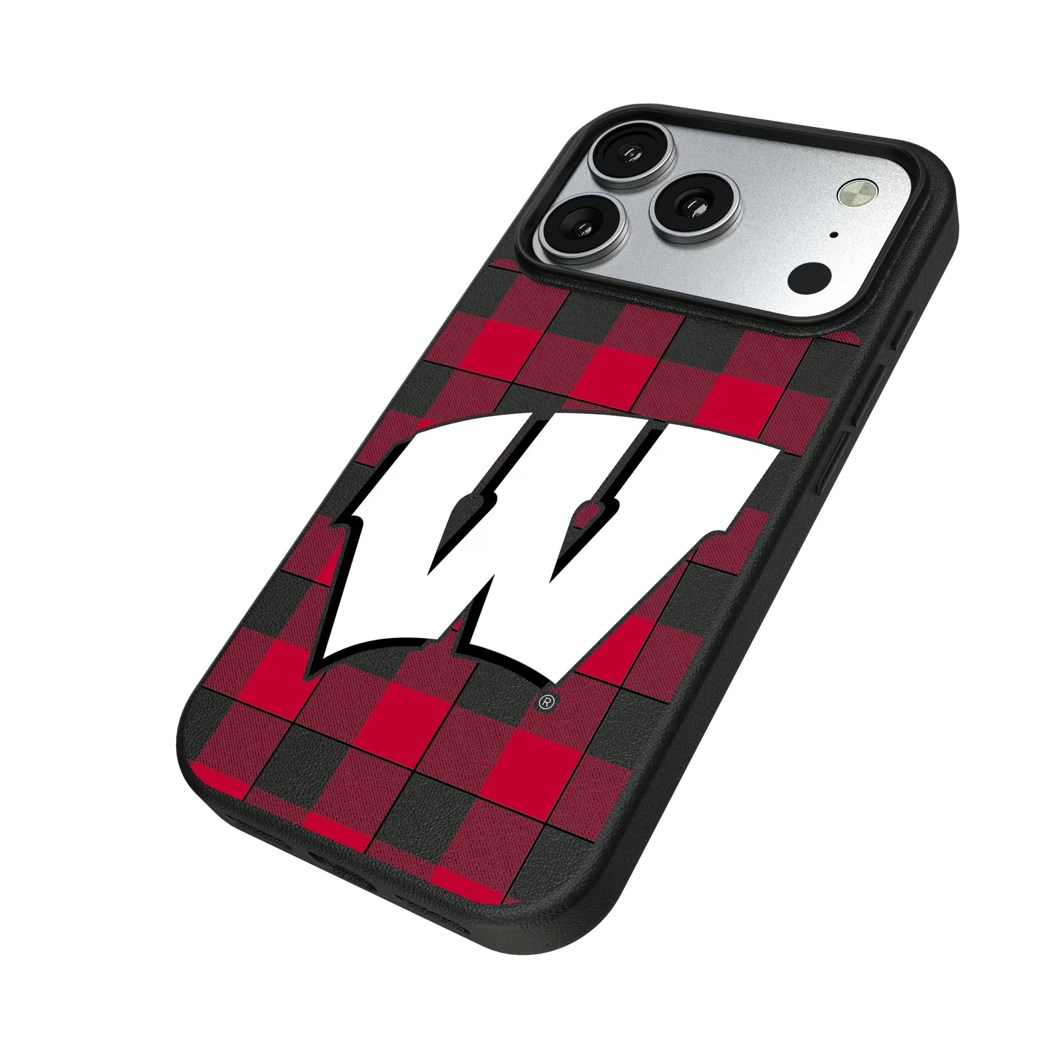 University of Wisconsin Badgers Plaid MagSafe Compatible Phone Case for Apple iPhone - Sports Gifts, Sports Memorabilia, Sports Collectibles, Fan Shop