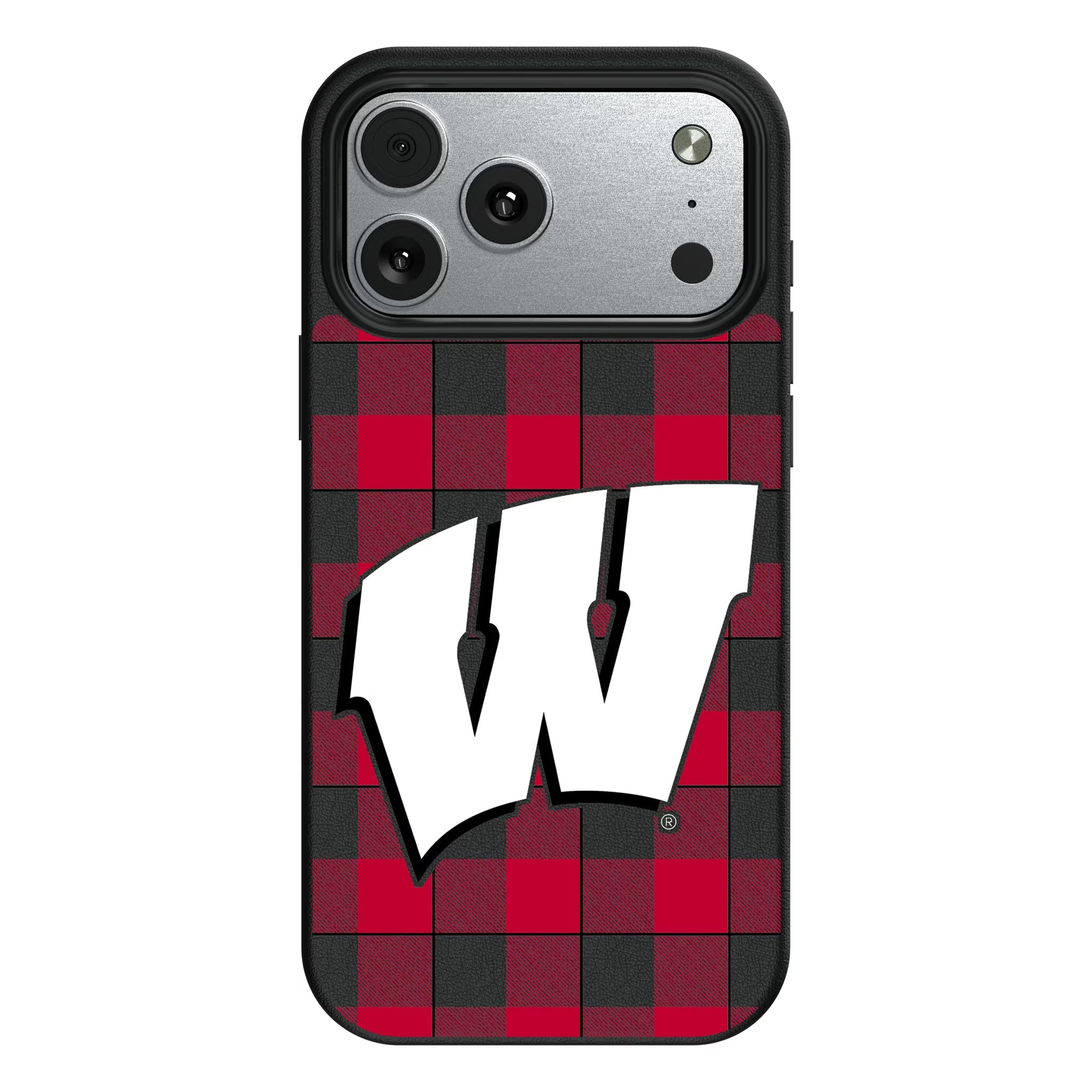 University of Wisconsin Badgers Plaid MagSafe Compatible Phone Case for Apple iPhone - Sports Gifts, Sports Memorabilia, Sports Collectibles, Fan Shop