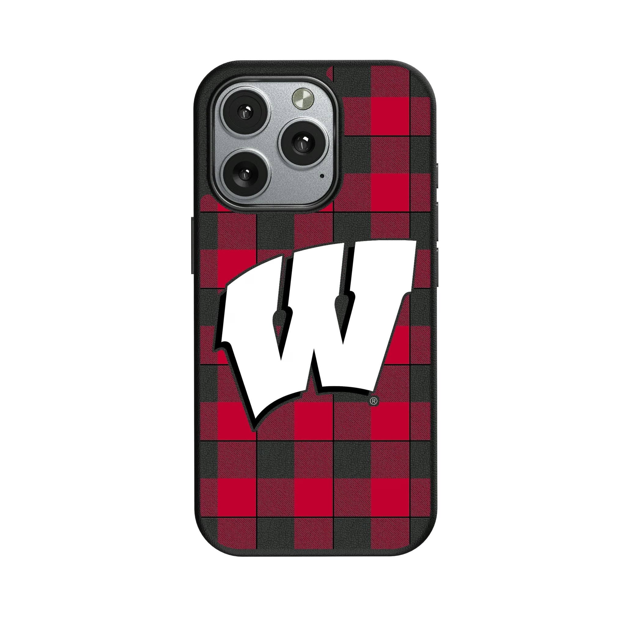 University of Wisconsin Badgers Plaid MagSafe Compatible Phone Case for Apple iPhone - Sports Gifts, Sports Memorabilia, Sports Collectibles, Fan Shop